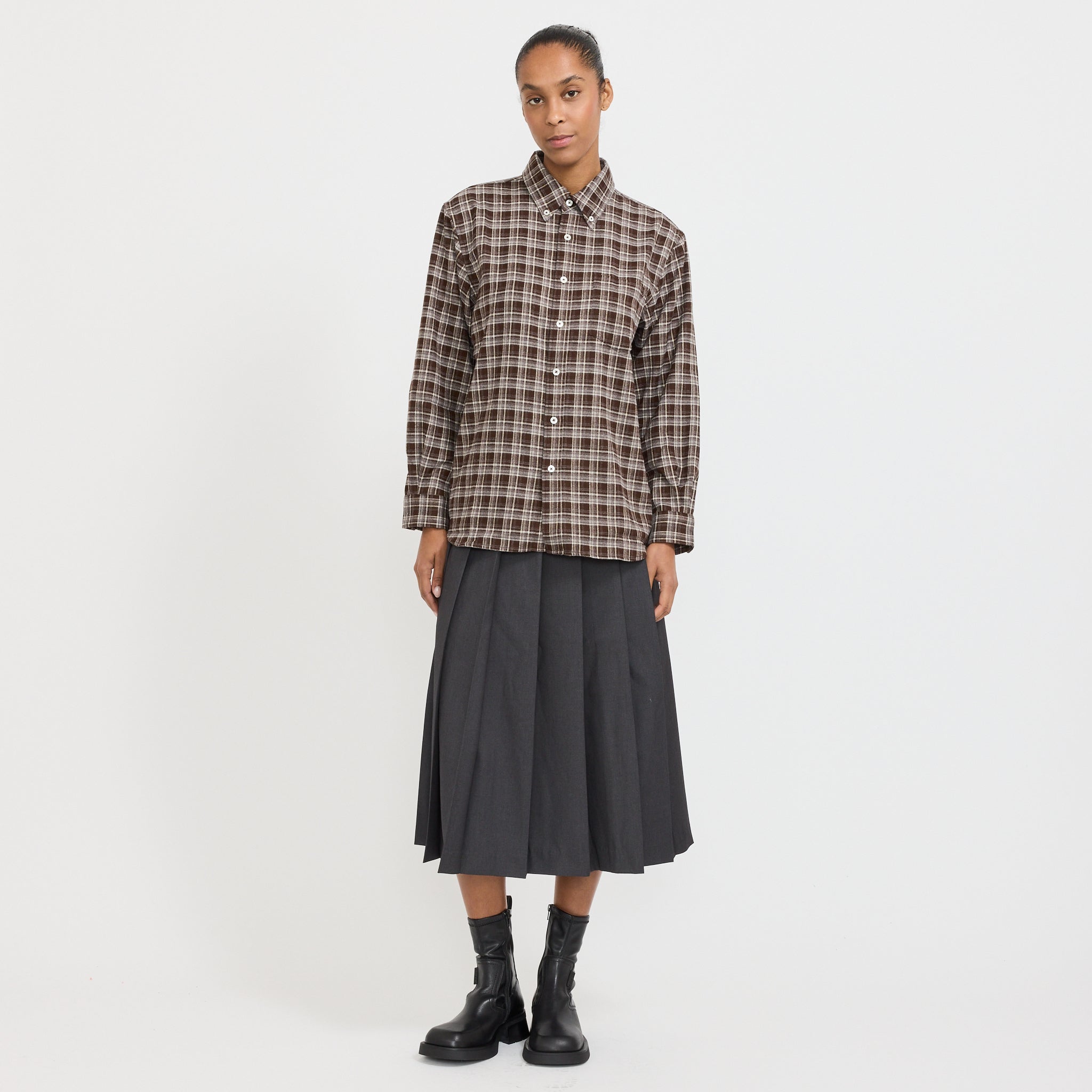 Dunst | Unisex Check Flannel Shirt Brown Check | Maplestore
