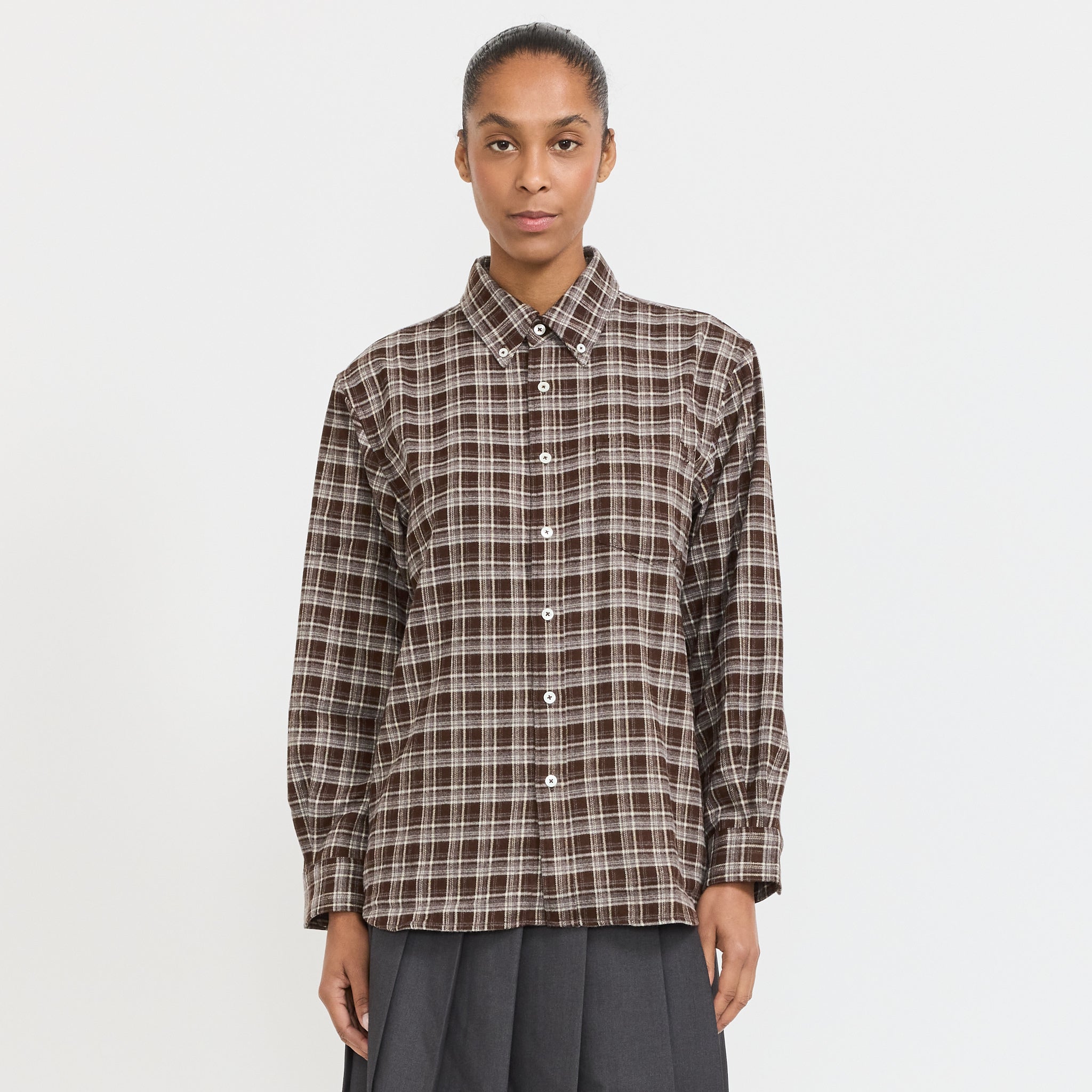 Dunst | Unisex Check Flannel Shirt Brown Check | Maplestore