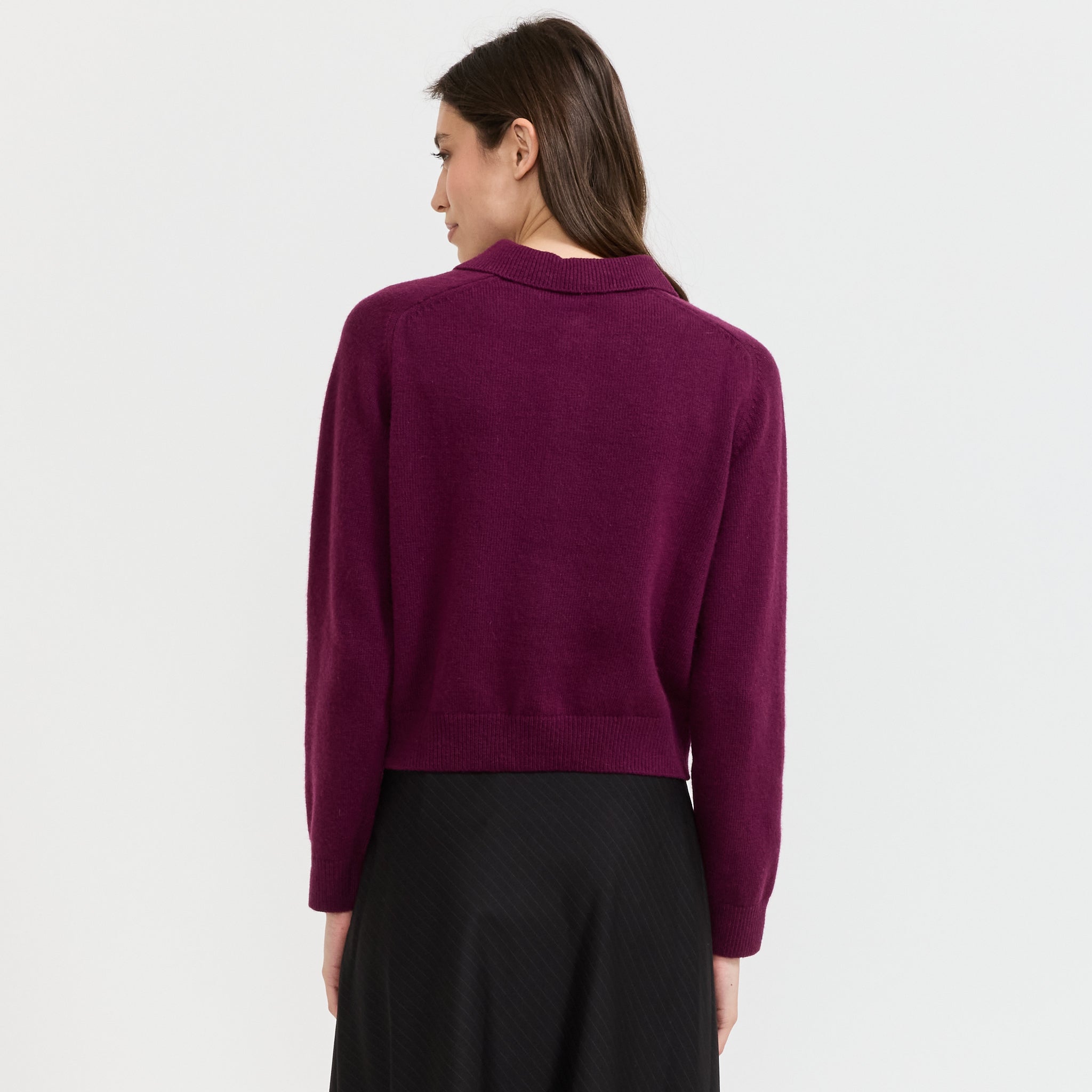 Unisex Collared Knit Cardigan Plum