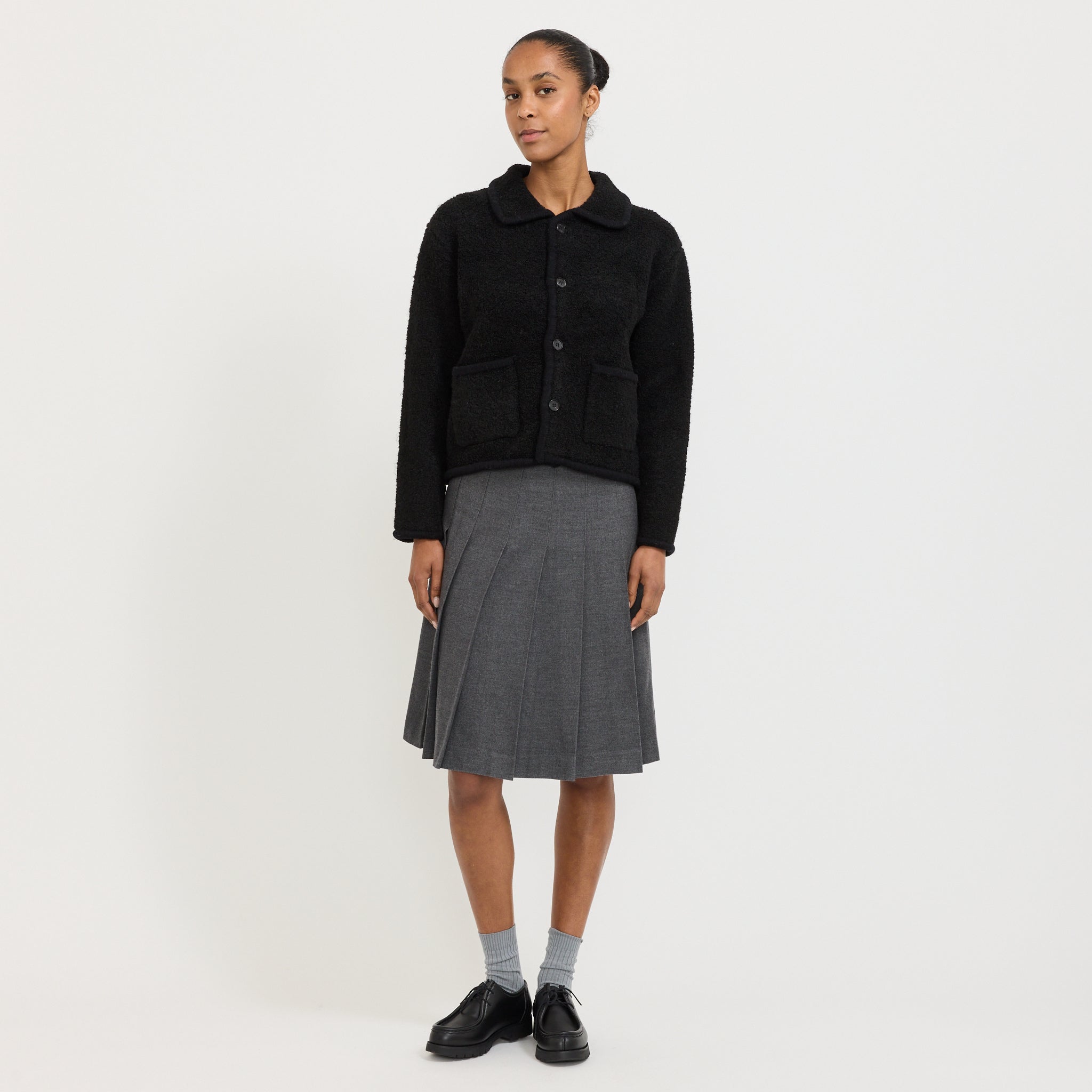 Unisex Collared Knit Jacket Black