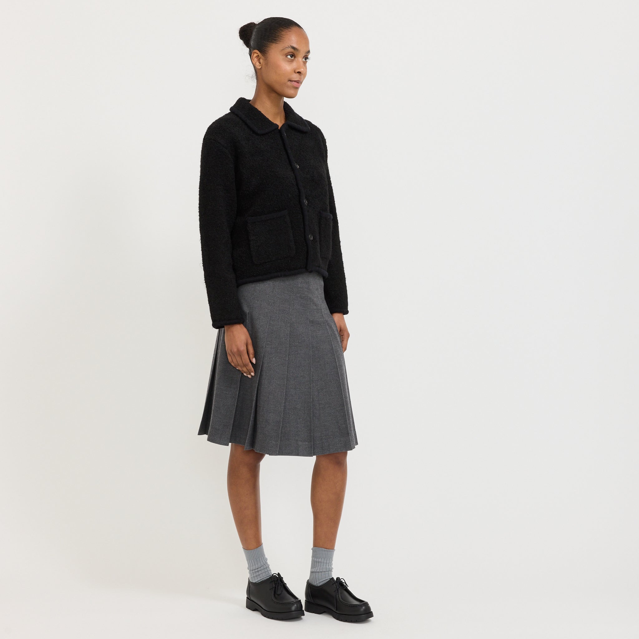 Unisex Collared Knit Jacket Black