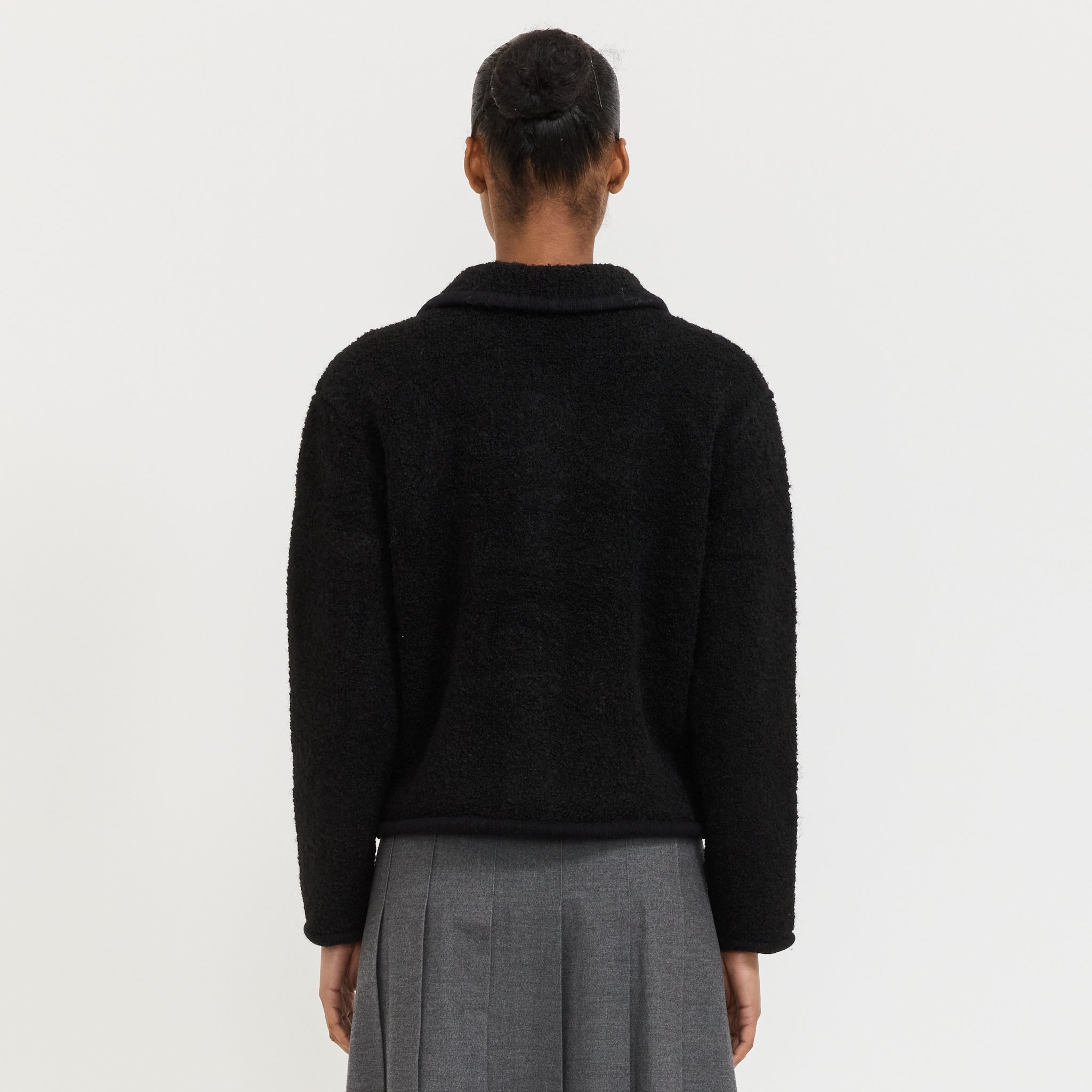Unisex Collared Knit Jacket Black