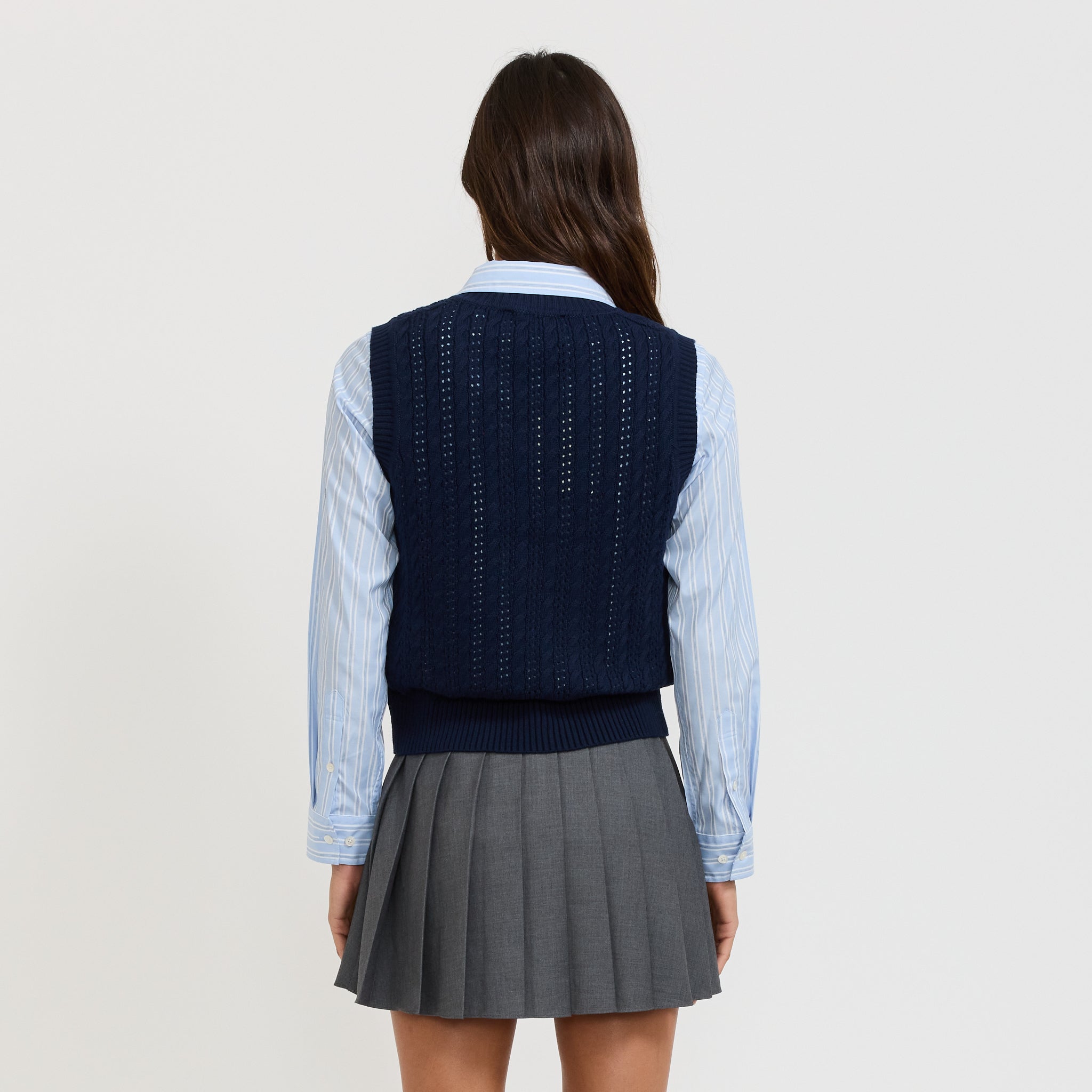 Unisex Crochet Knit Vest Navy