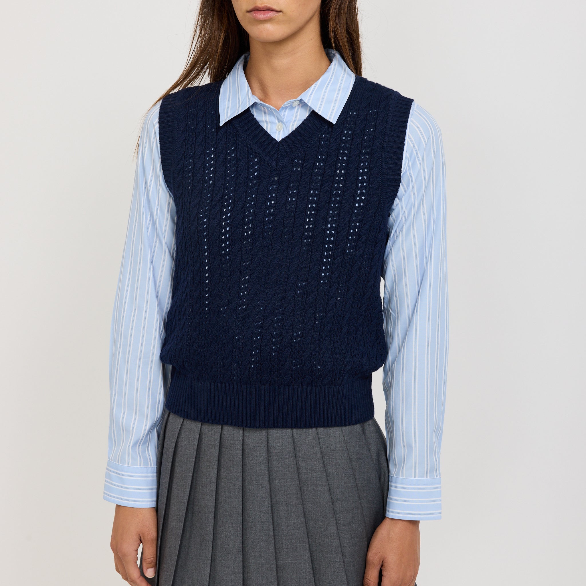 Unisex Crochet Knit Vest Navy