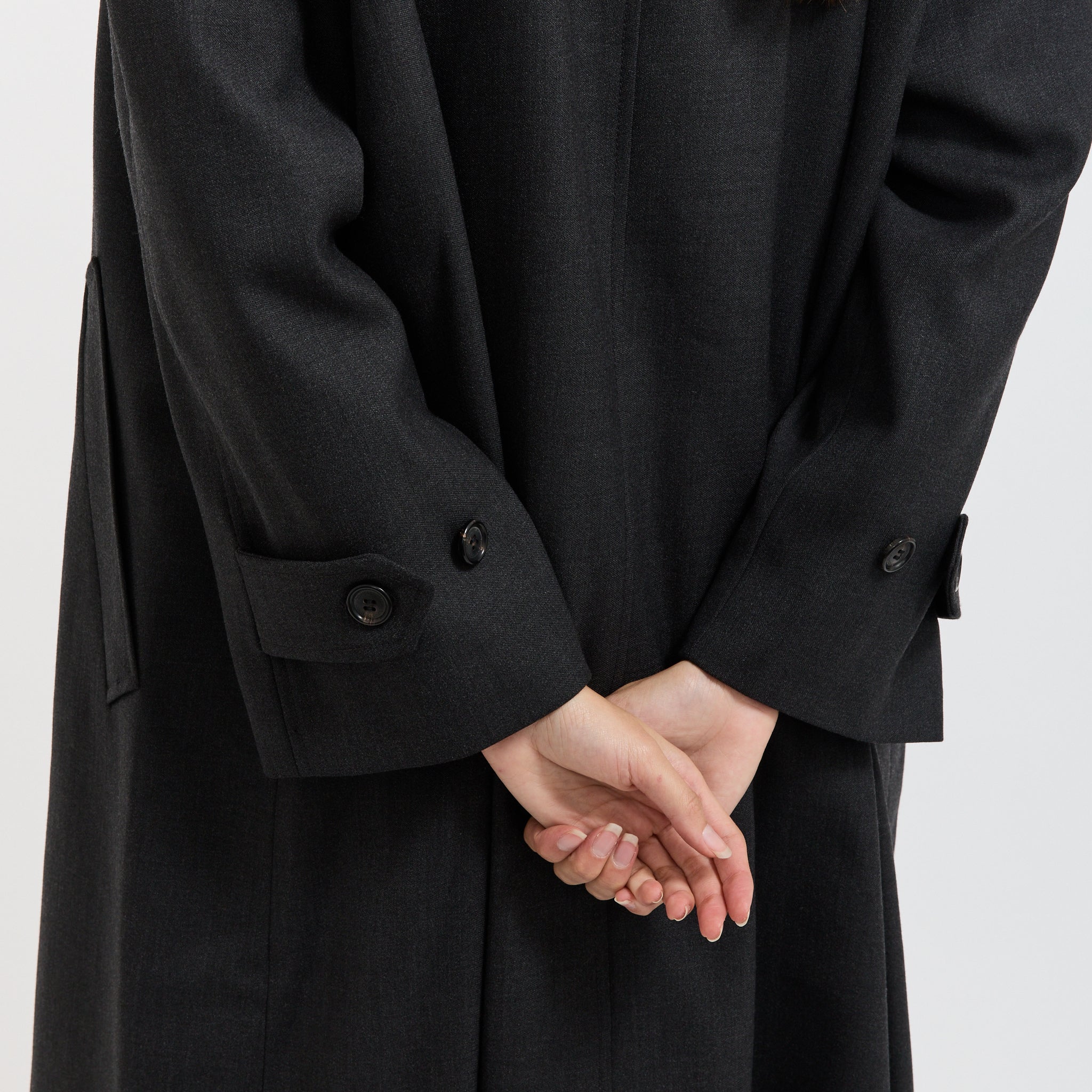 Unisex H-Line Wool Mac Coat Charcoal Grey