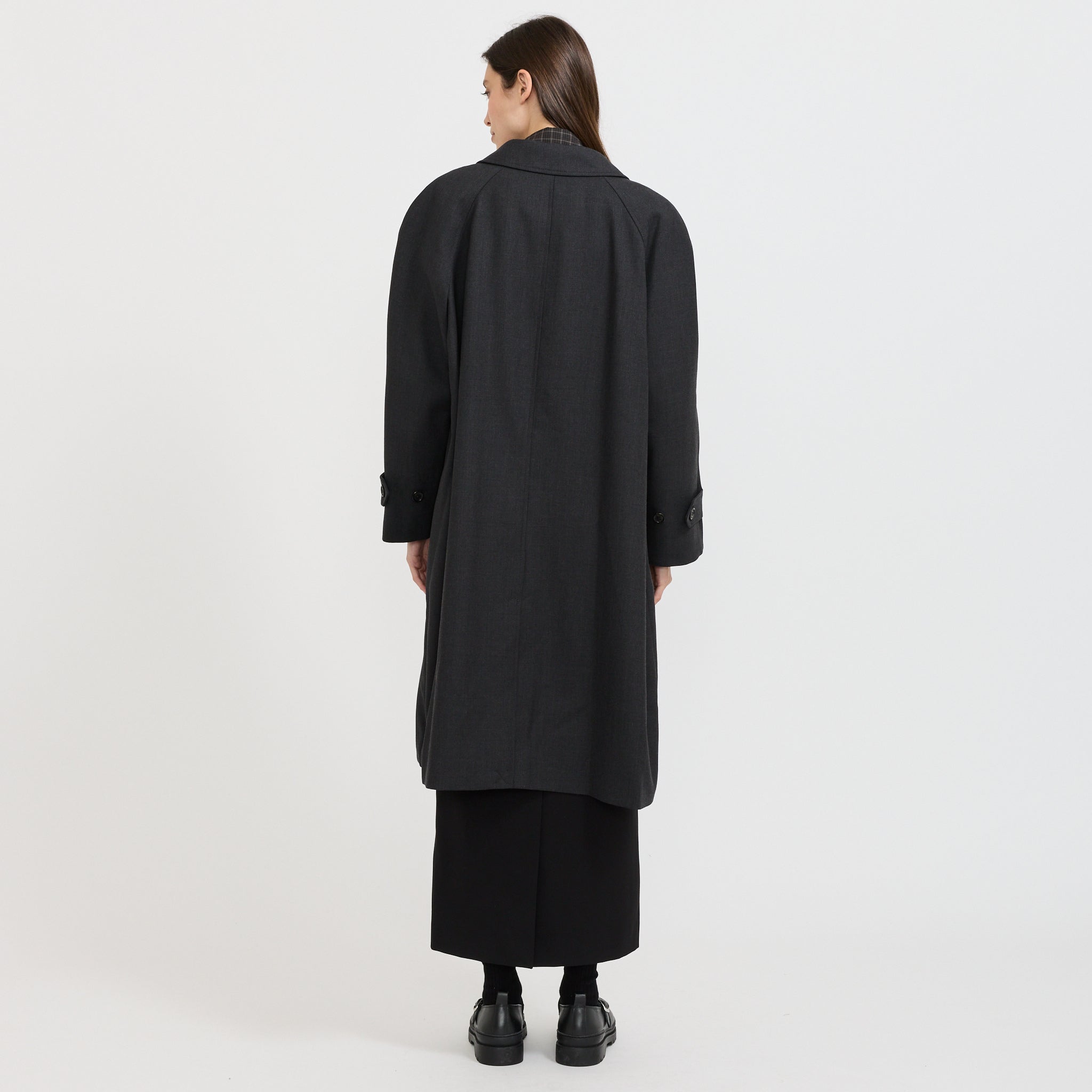 Unisex H-Line Wool Mac Coat Charcoal Grey