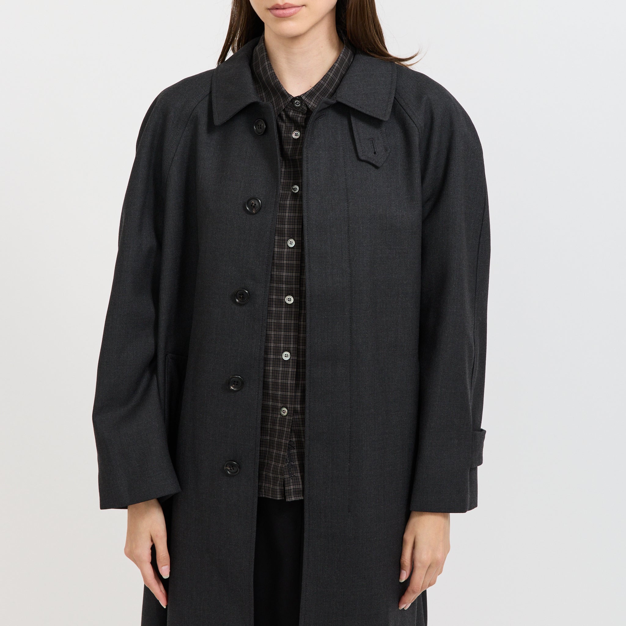 Unisex H-Line Wool Mac Coat Charcoal Grey