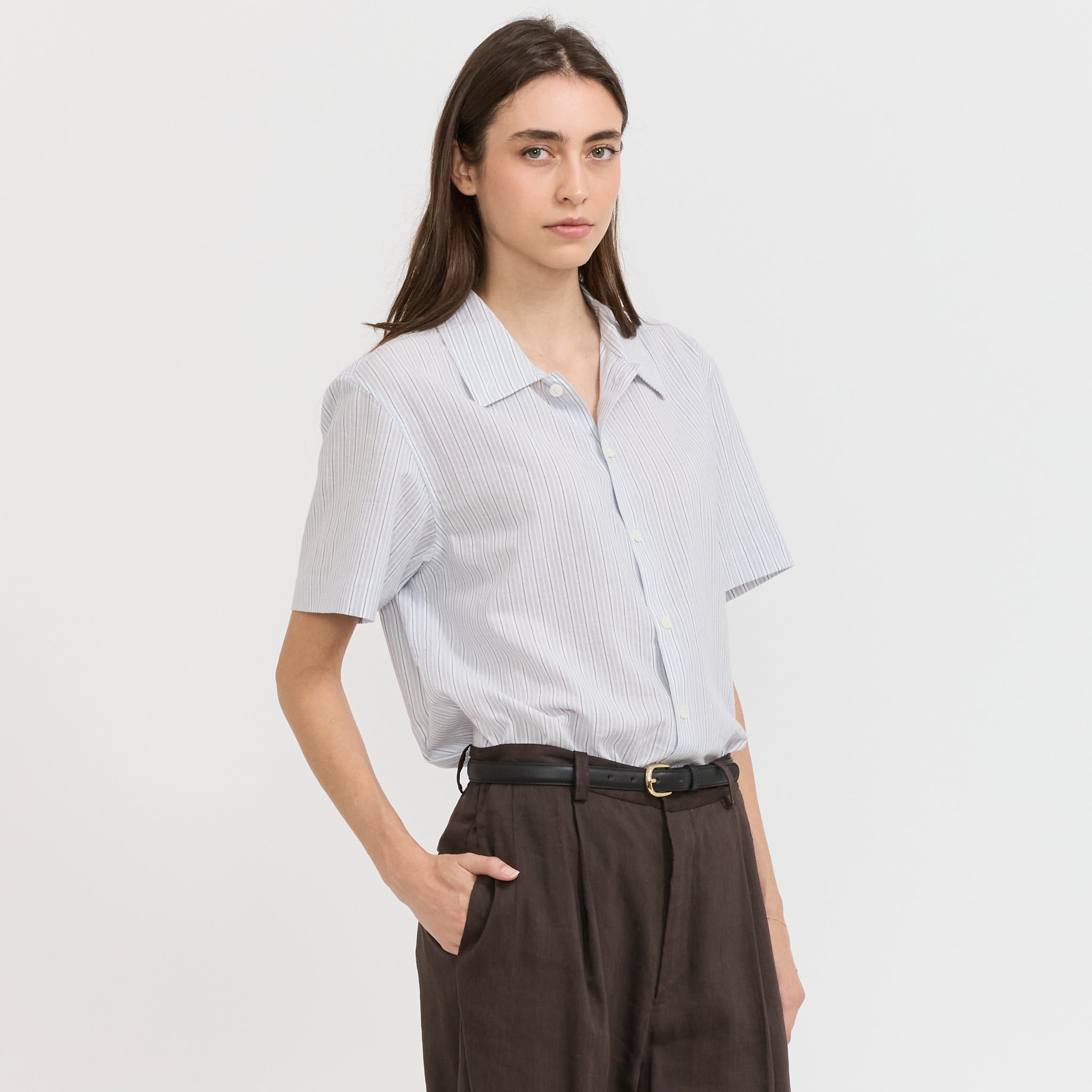 Dunst | Unisex Holiday Striped Shirt Soft Blue Stripe | Maplestore