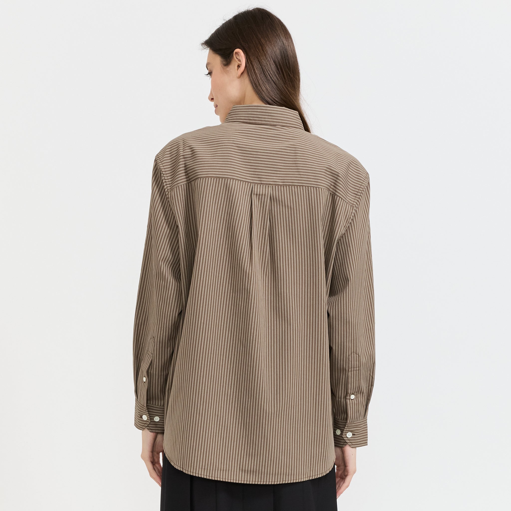 Unisex Informal Shirt Brown Stripe