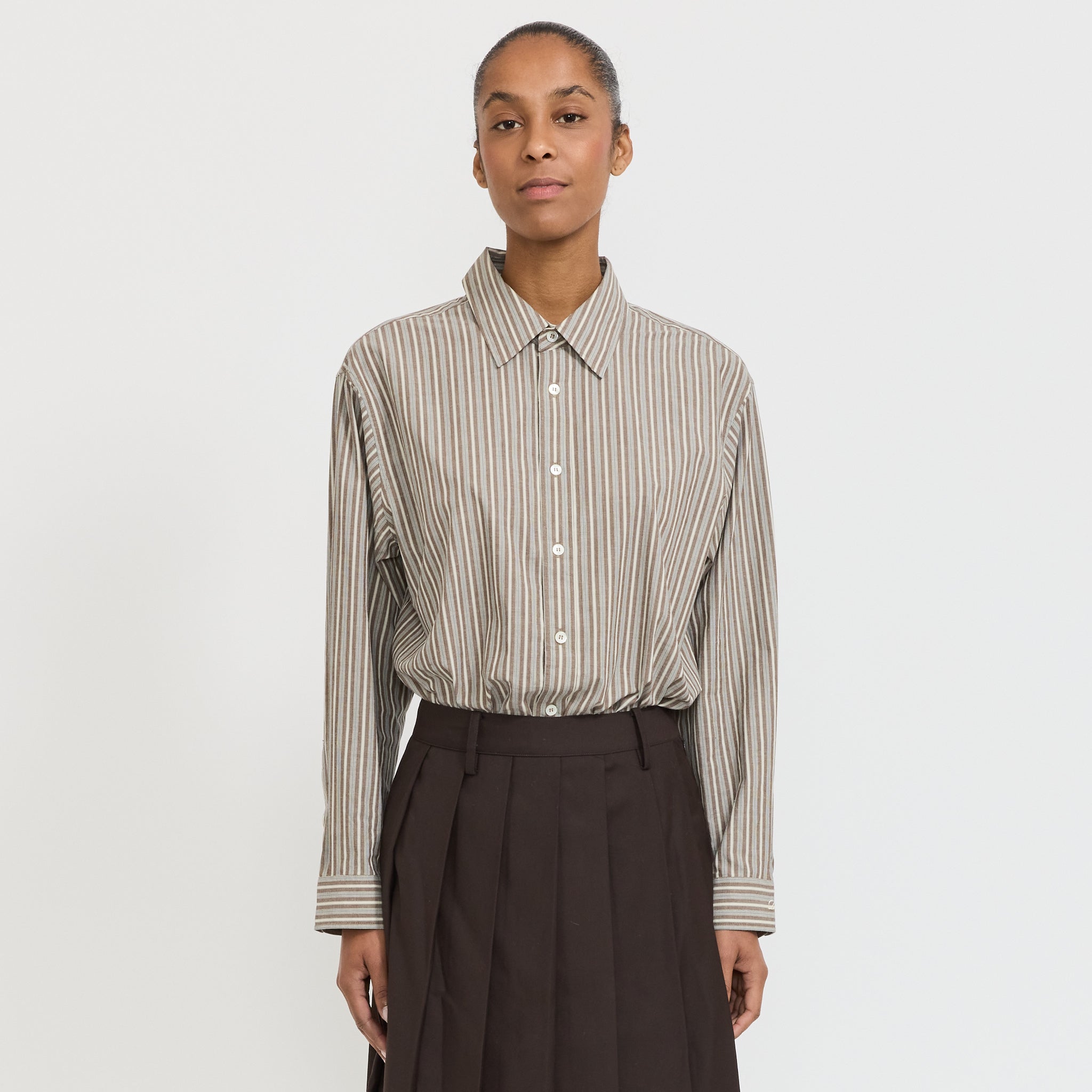 Dunst | Unisex Informal Shirt Brown Stripe | Maplestore