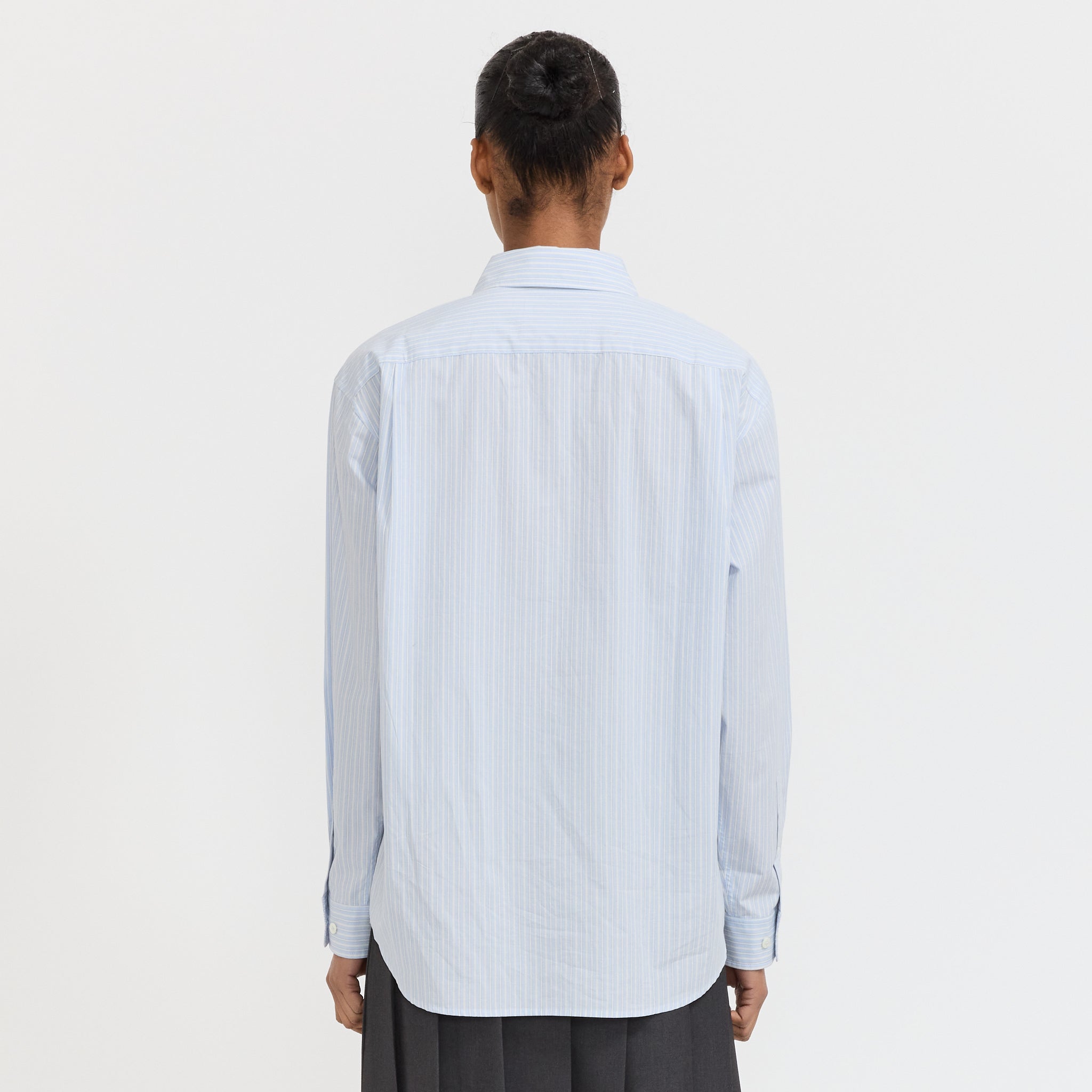 Unisex Informal Shirt Soft Blue Grey Stripe