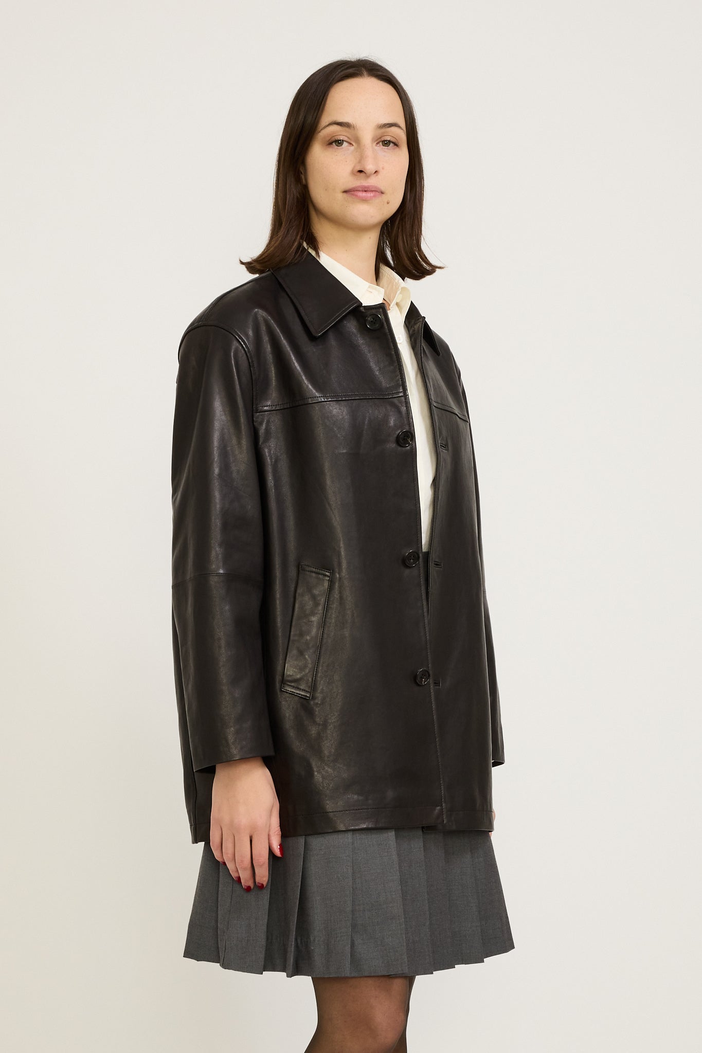 Dunst | Unisex Half Leather Jacket Black | Maplestore