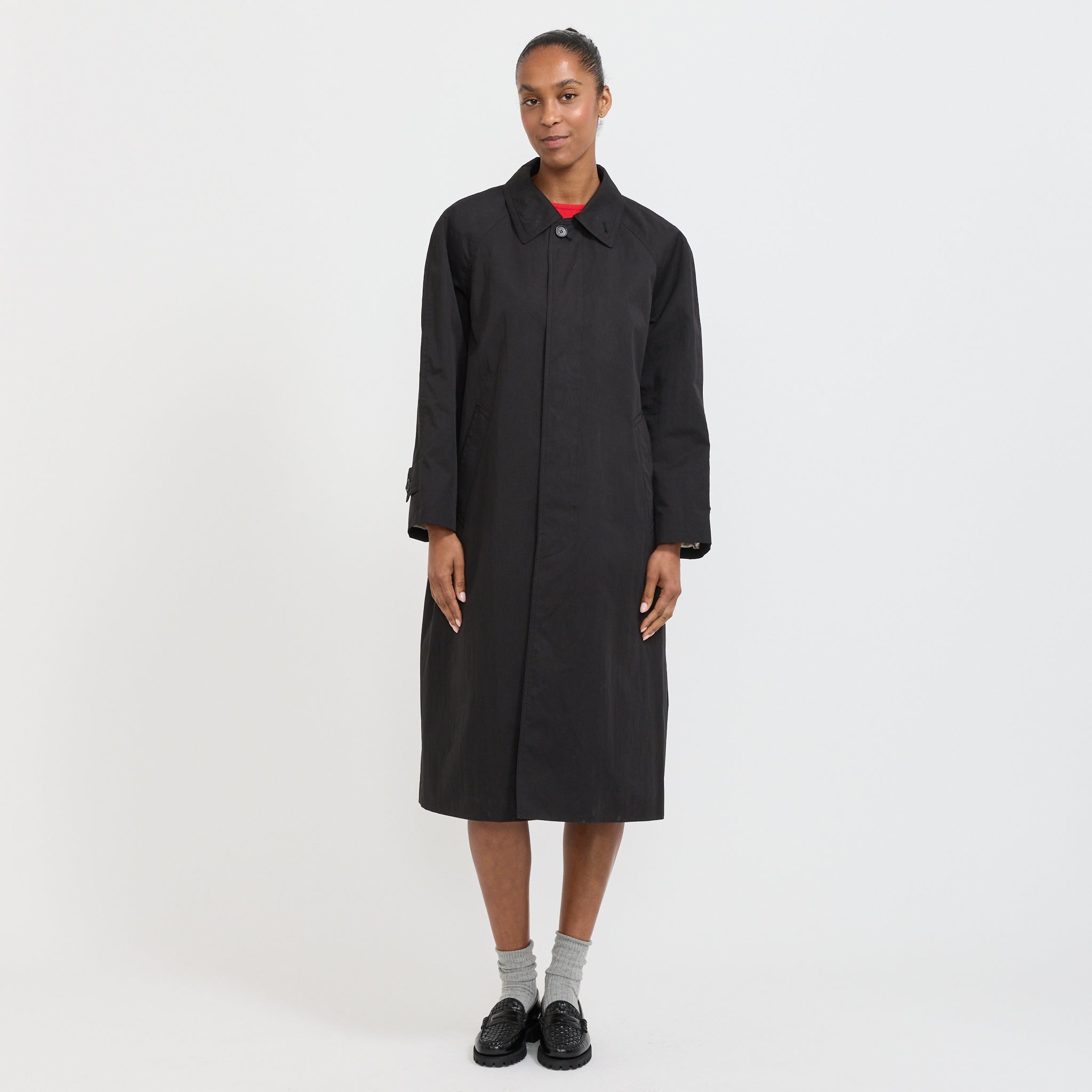 ジャケット・アウター DUNST UNISEX BELTED WOOL MAC COAT BLACK Unisex Refined Mac Coat Black | Maplestore