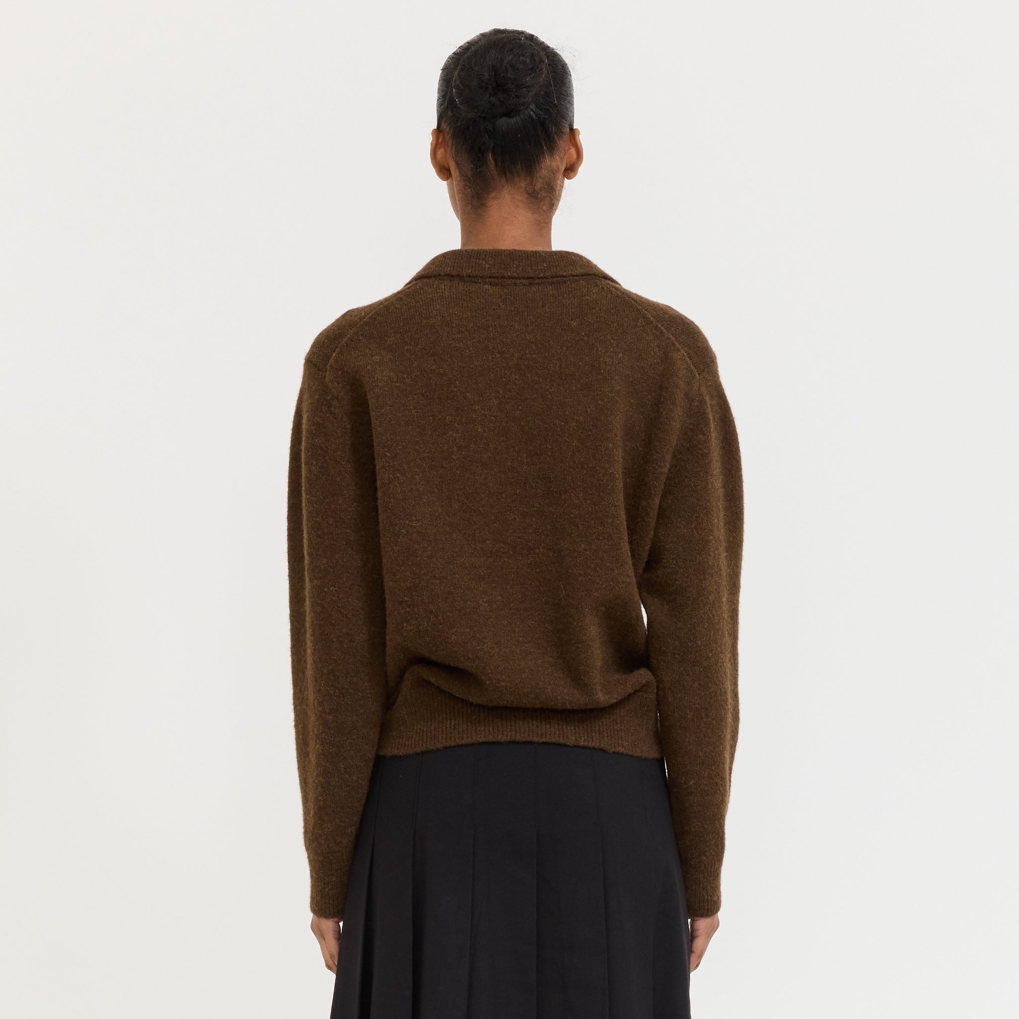 Unisex Open Collared Sweater Dark Brown