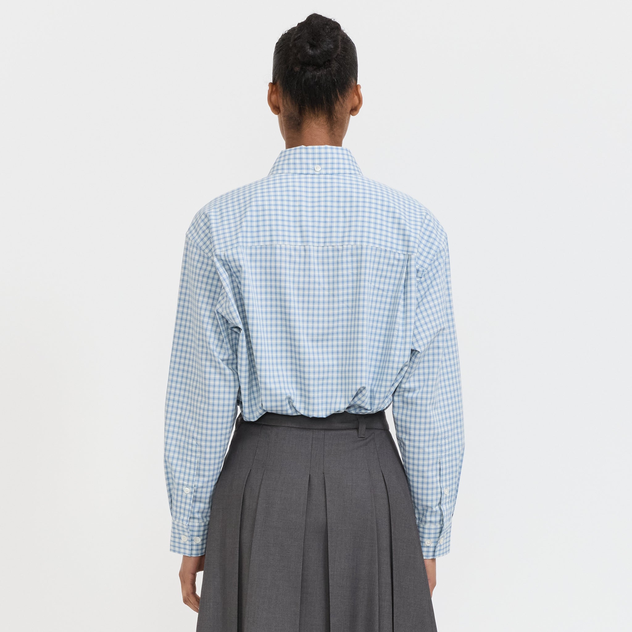 Unisex Oversized BD Checked Shirt Soft Blue Check