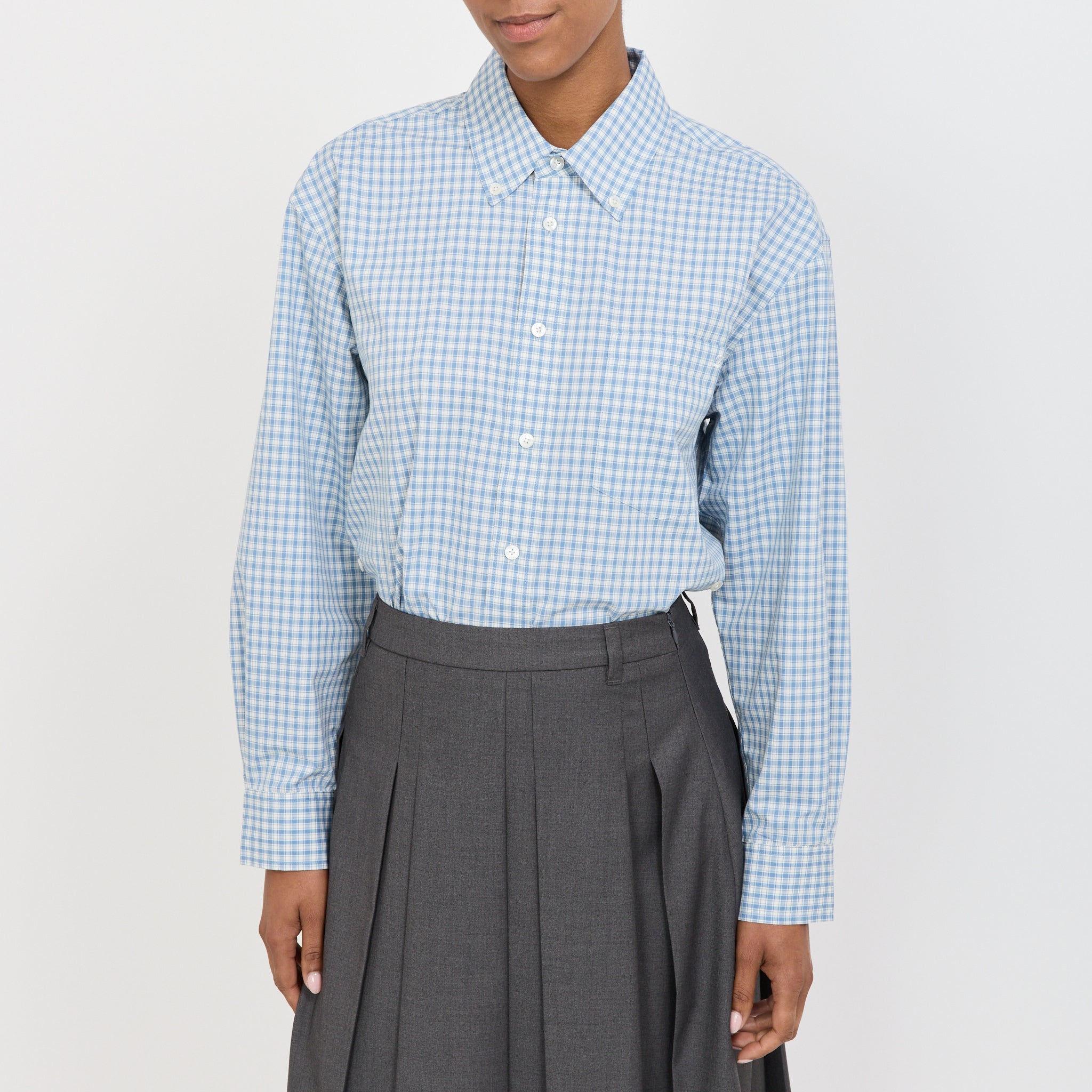 Unisex Oversized BD Checked Shirt Soft Blue Check