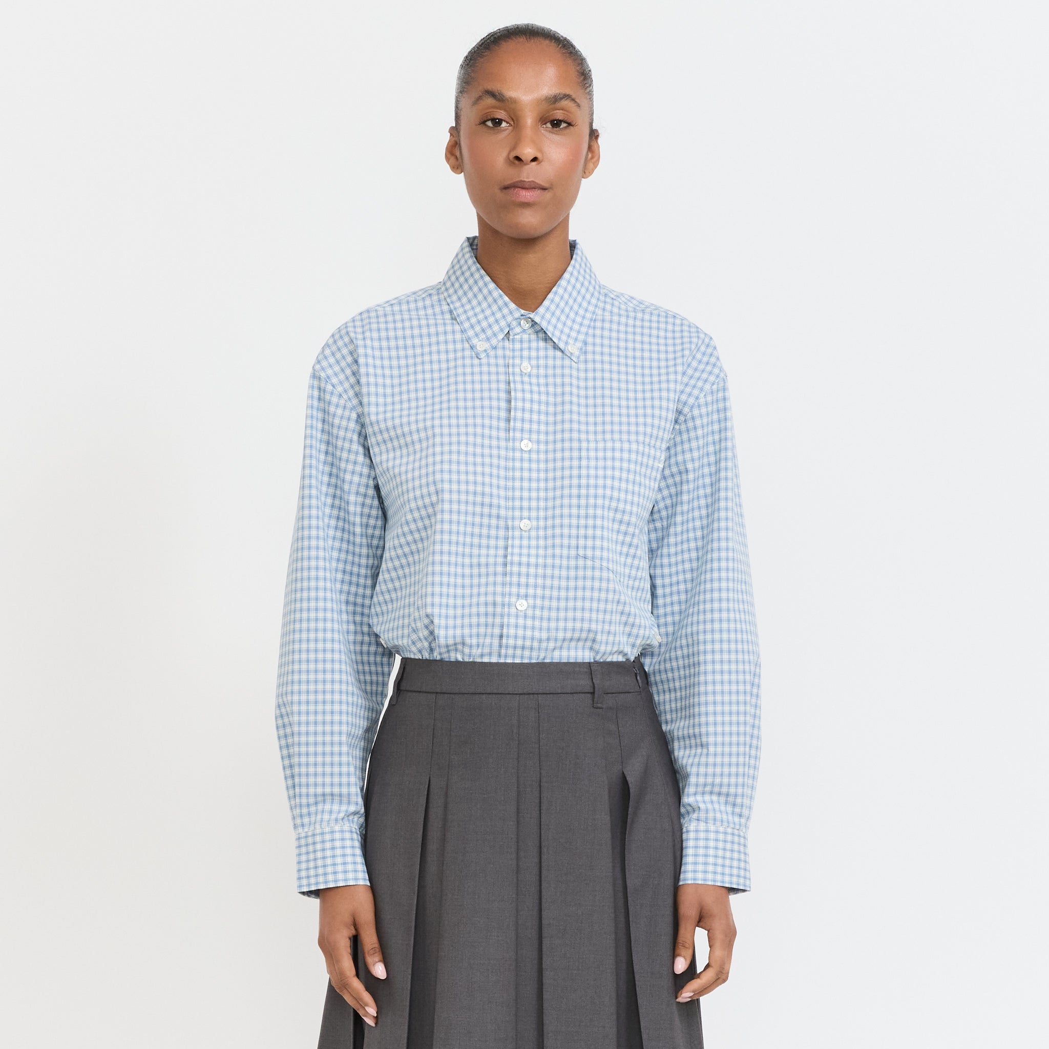 Unisex Oversized BD Checked Shirt Soft Blue Check