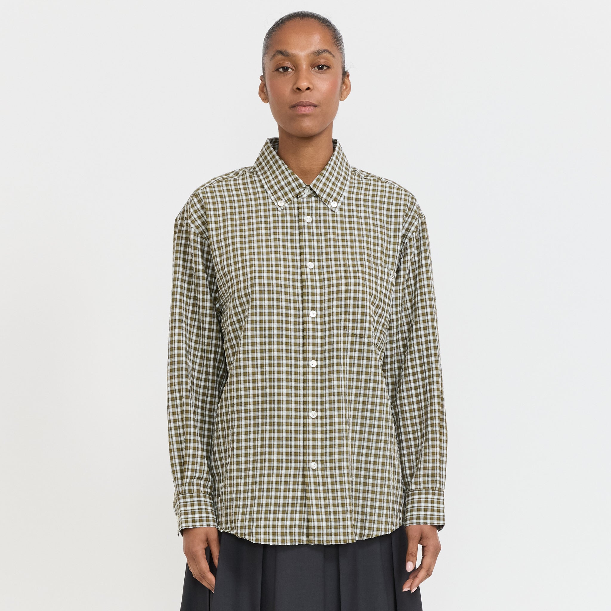 Unisex Oversized BD Checked Khaki Green Check