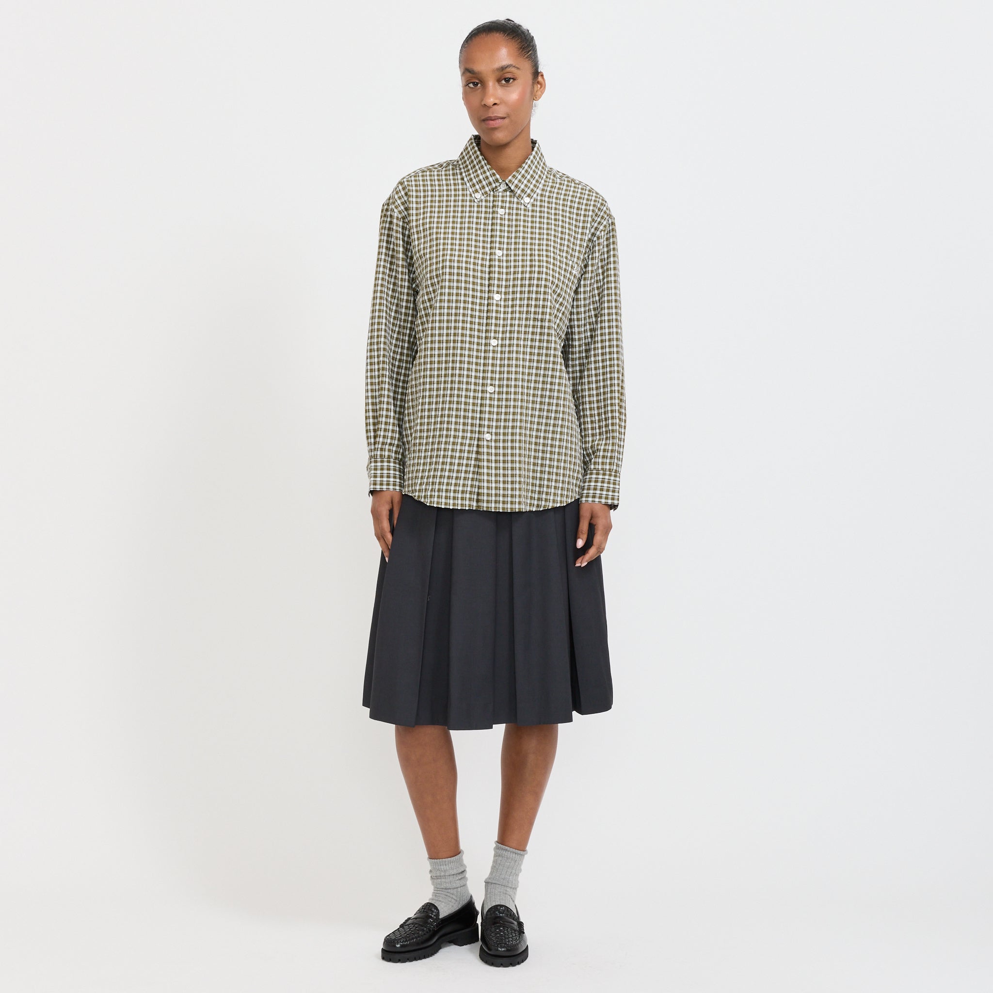 トップス everyone oversized B/D check shirt Dunst Unisex Oversized BD Checked Khaki Green Check | Maplestore