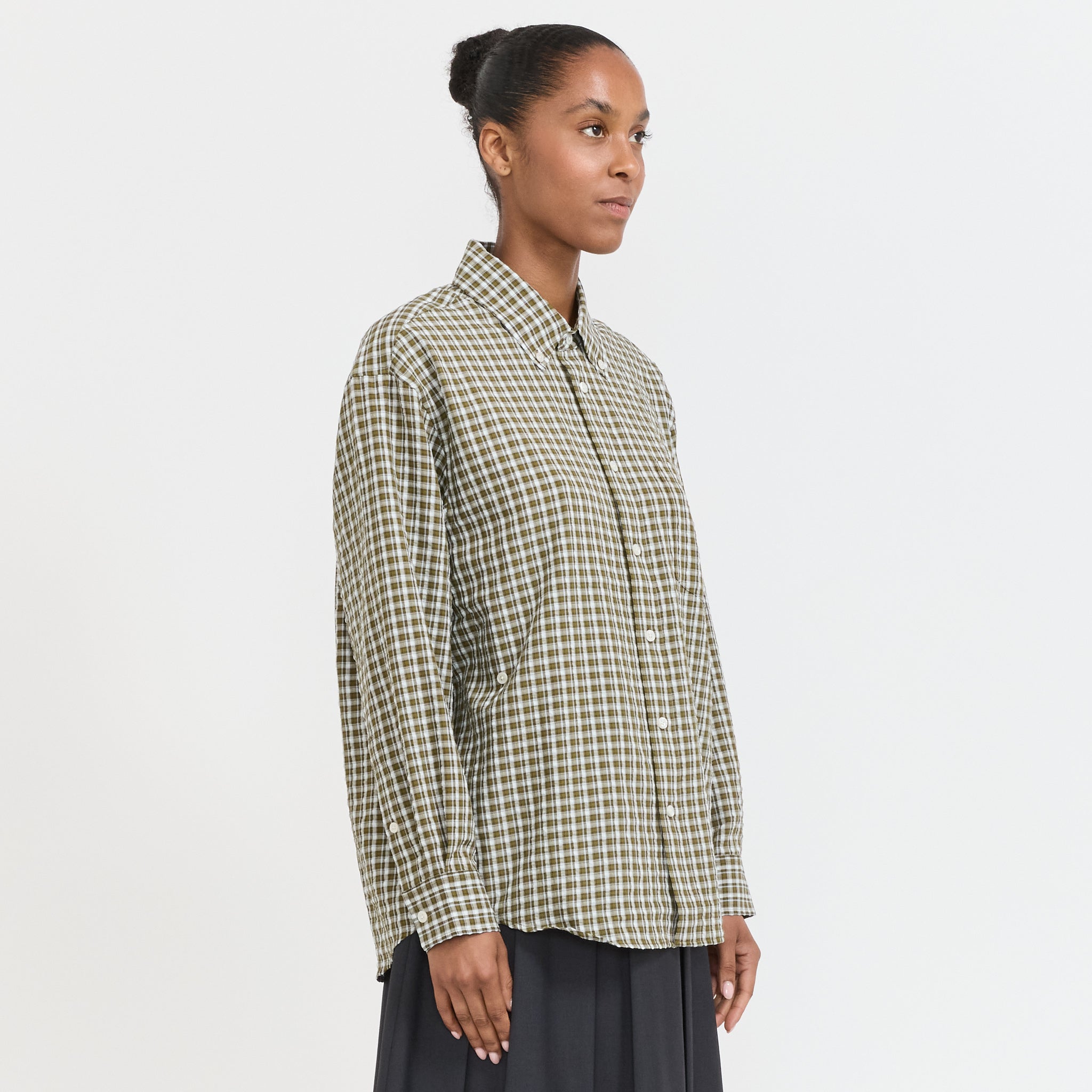 Unisex Oversized BD Checked Khaki Green Check