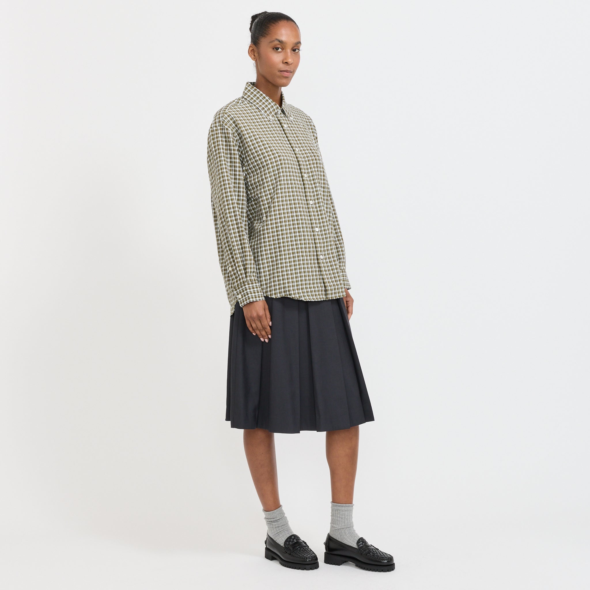 Unisex Oversized BD Checked Khaki Green Check