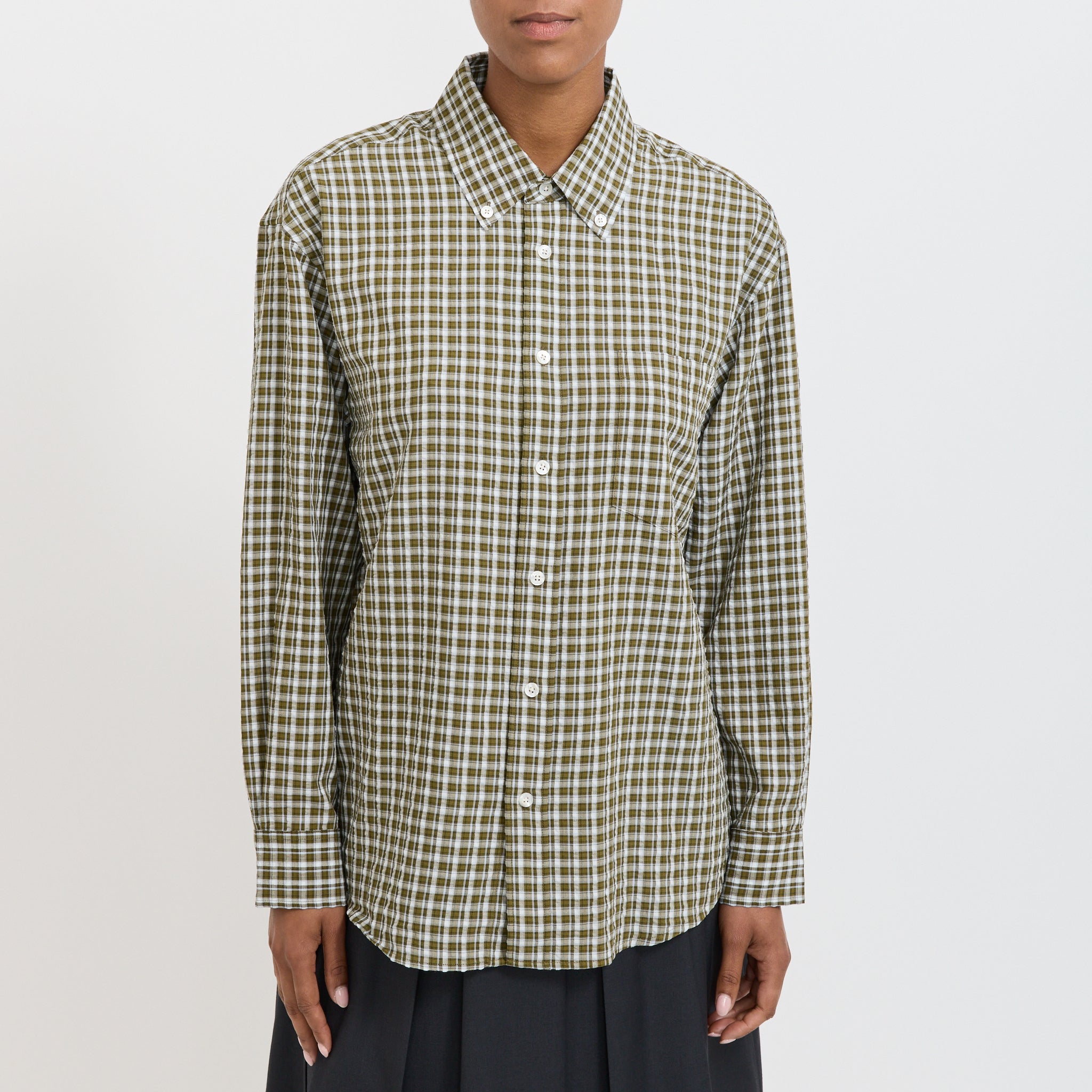 Unisex Oversized BD Checked Khaki Green Check