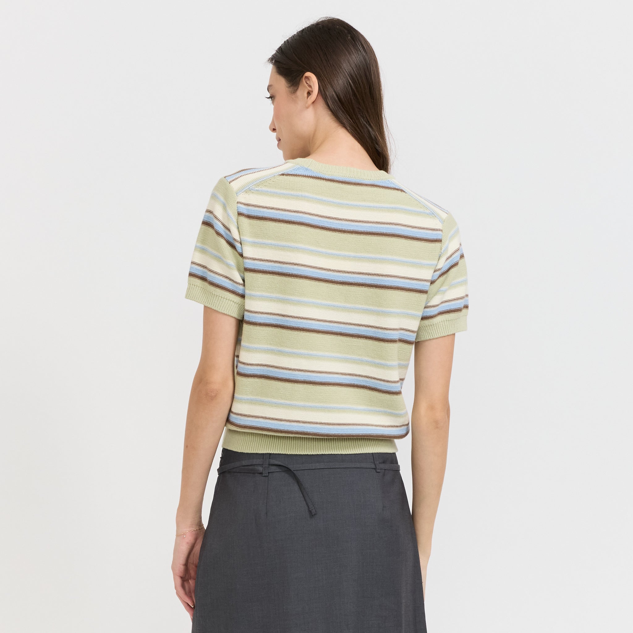 Unisex Striped Knit Mint/Cream Stripe