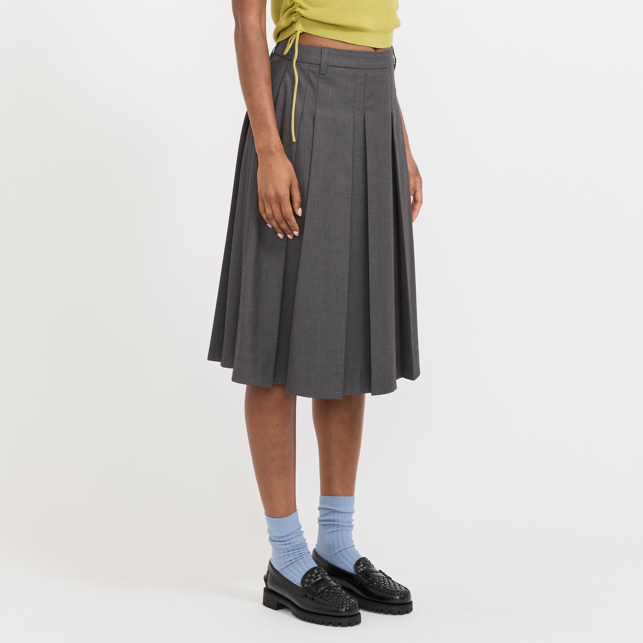 Volume Pleats Midi Skirt Mid Grey