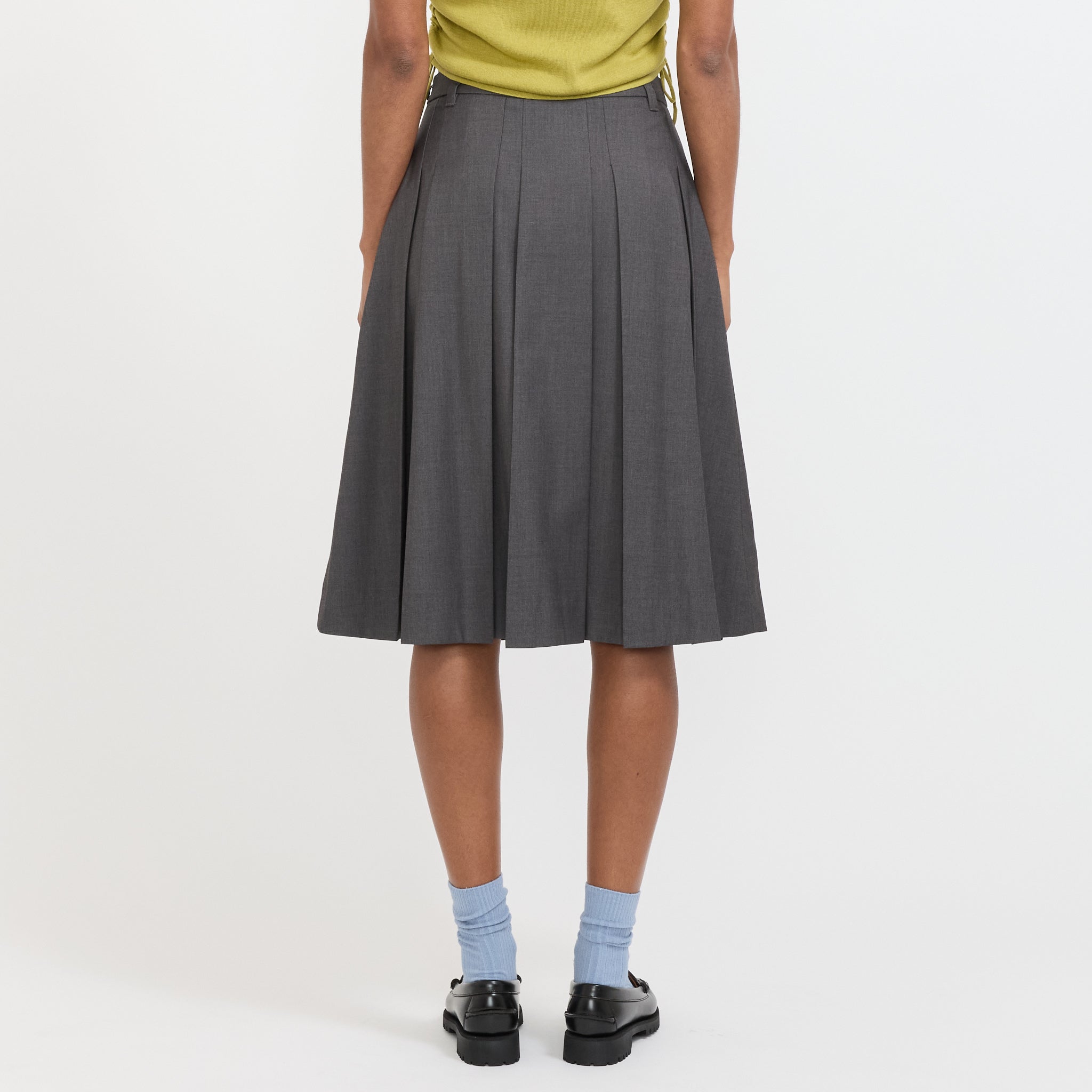 Volume Pleats Midi Skirt Mid Grey