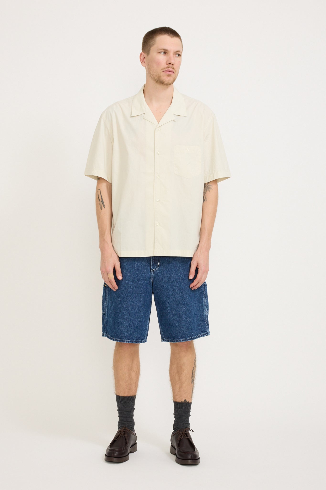 Eastlogue | Relax Half Shirt Dusty Beige | Maplestore