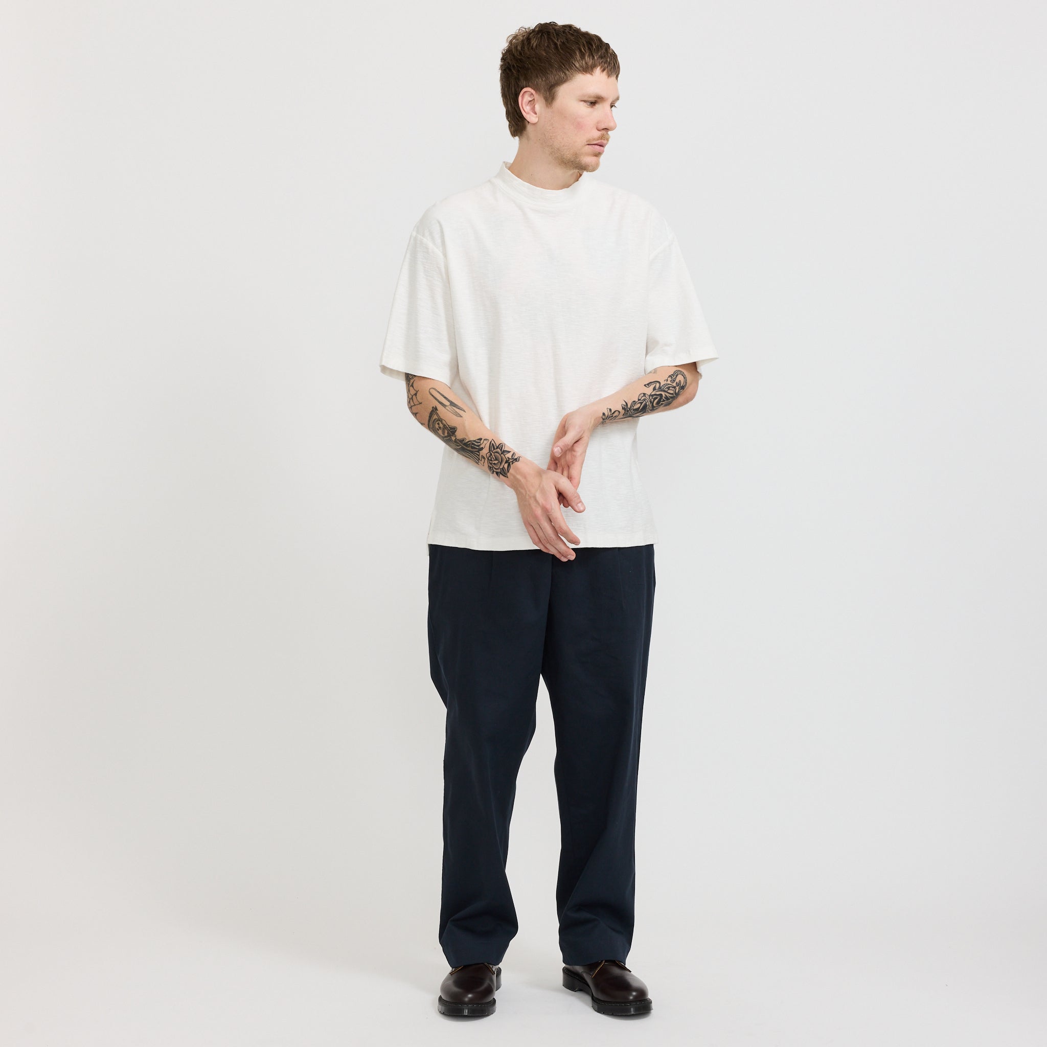 Eastlogue | Mock Neck T-Shirt Off White | Maplestore