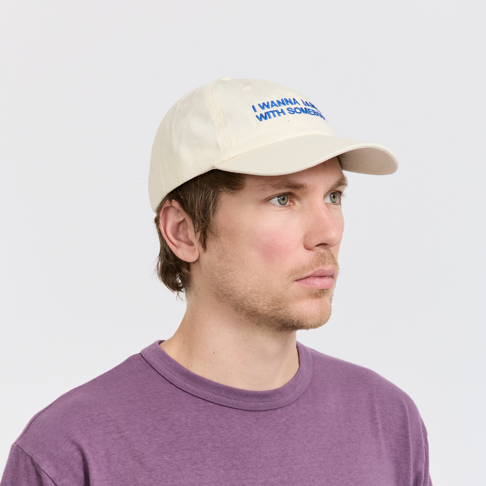 I Wanna Dance With Somebody Embroidered Cap Beige