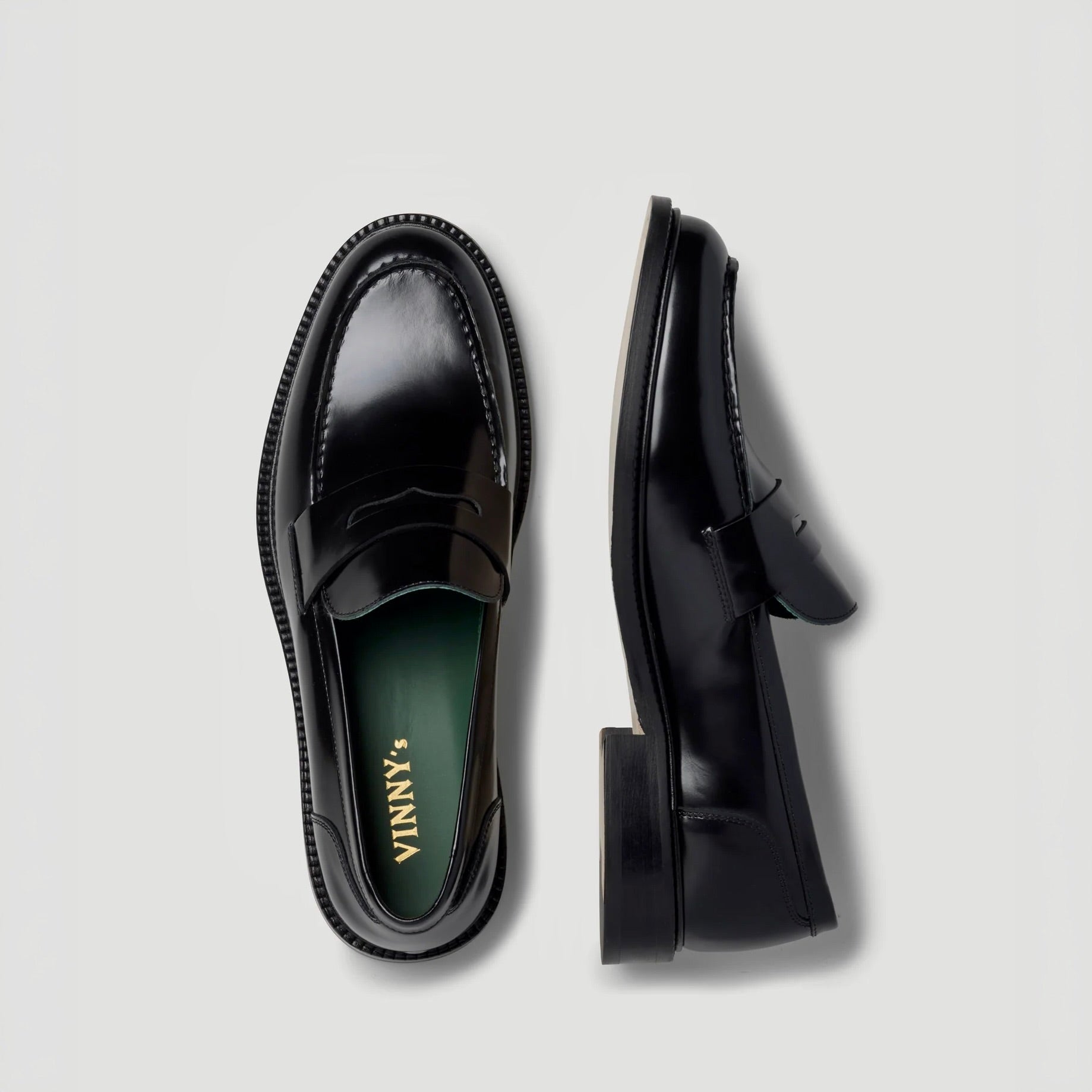 Vinny's | Townee Penny Loafer Black Polido Leather | Maplestore