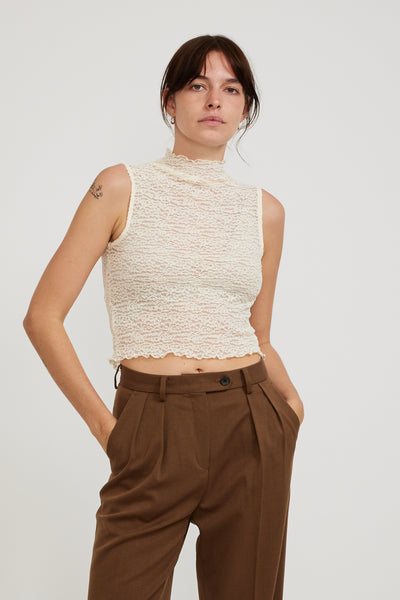 Find Me Now | Crepe Mesh Tee Sand | Maplestore