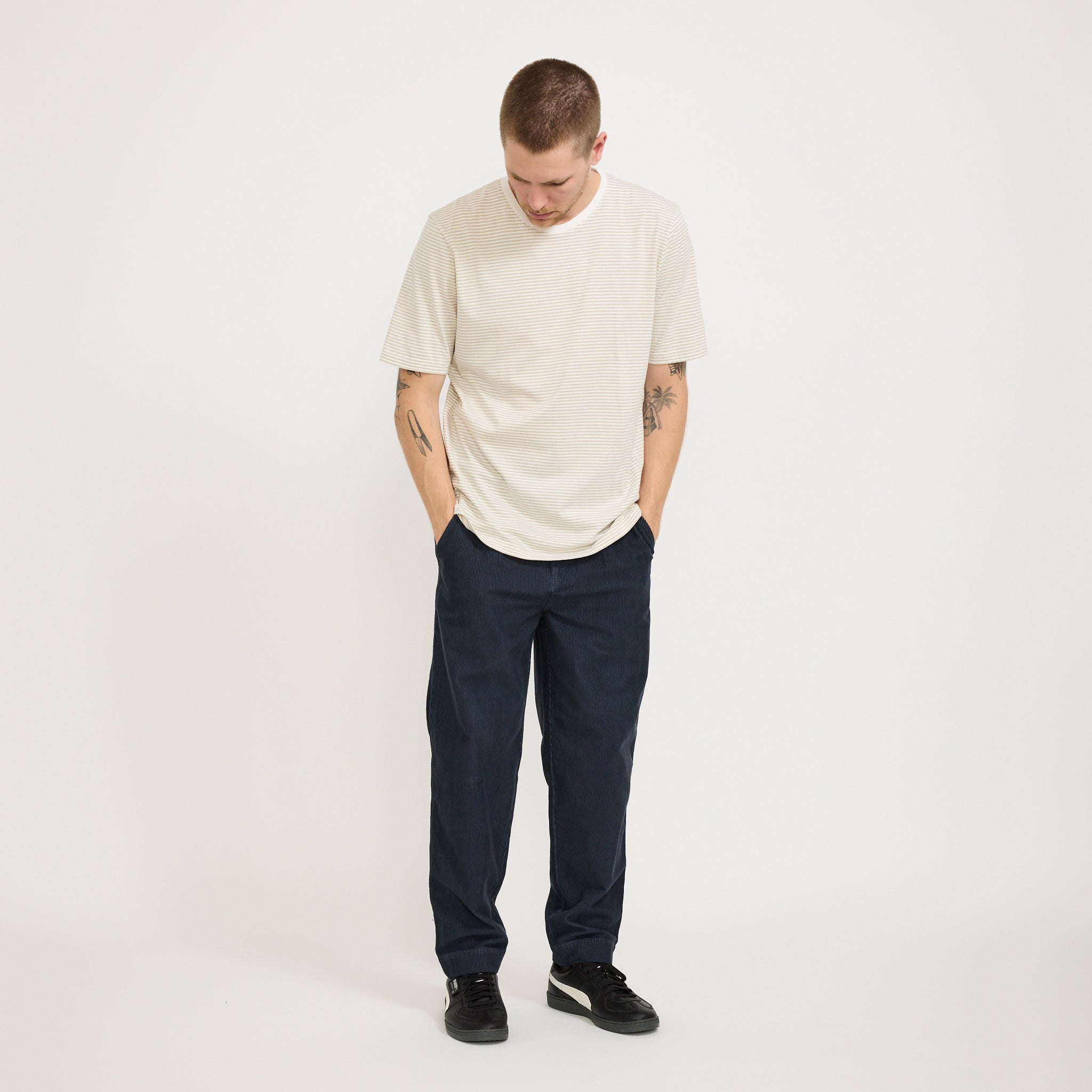 1X1 Striped Tee Putty/Off White