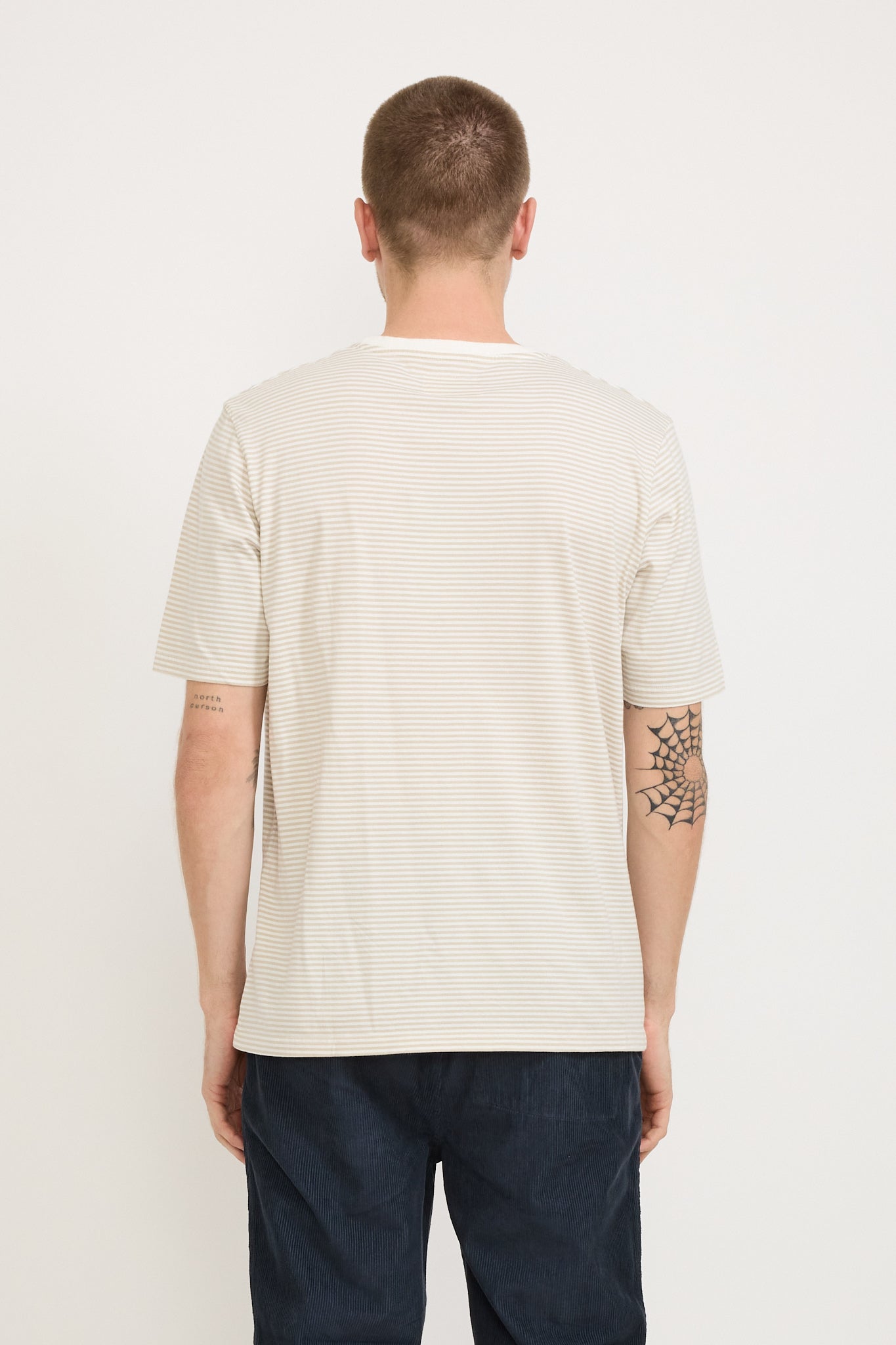 Folk | 1X1 Striped Tee Putty/Off White | Maplestore