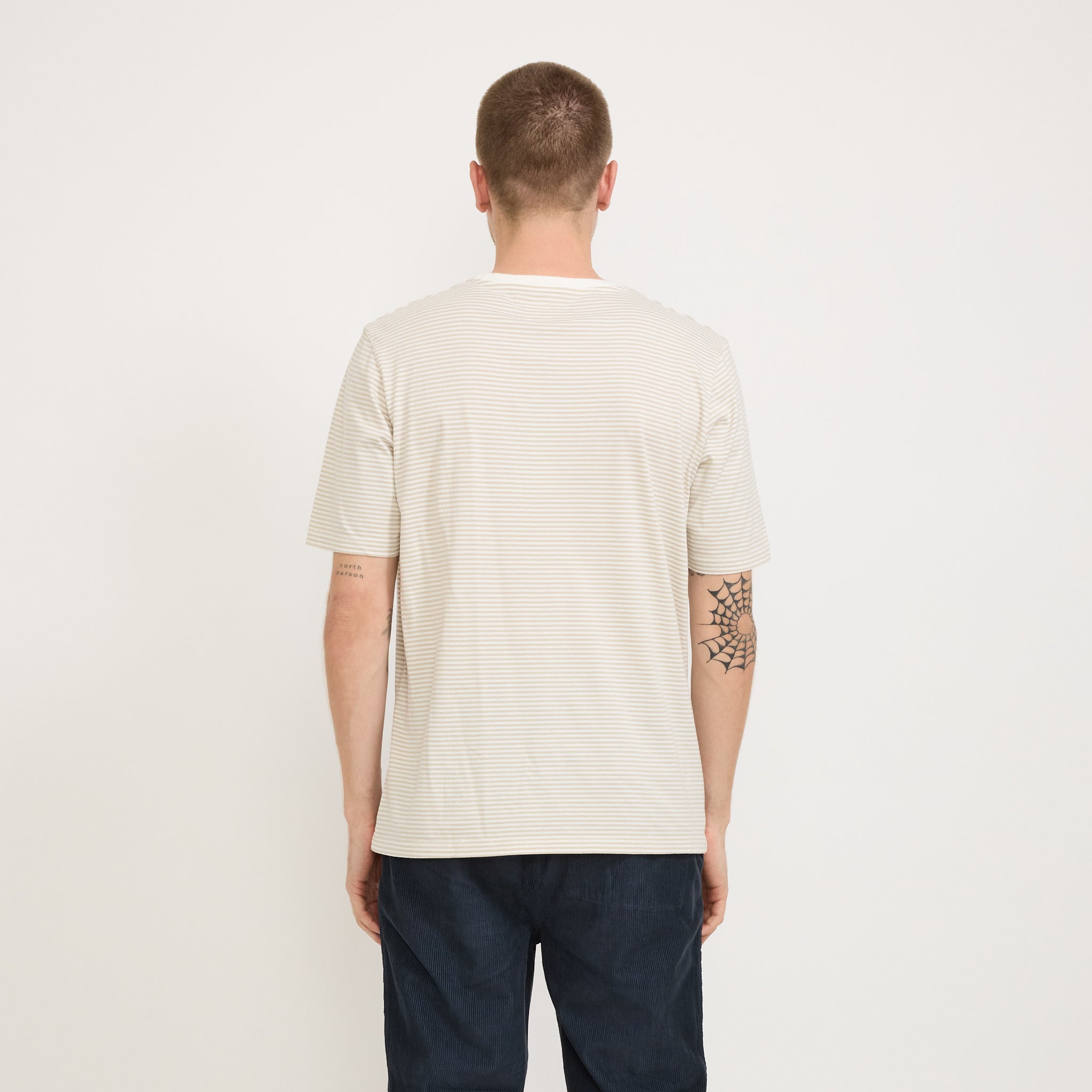 Folk | 1X1 Striped Tee Putty/Off White | Maplestore