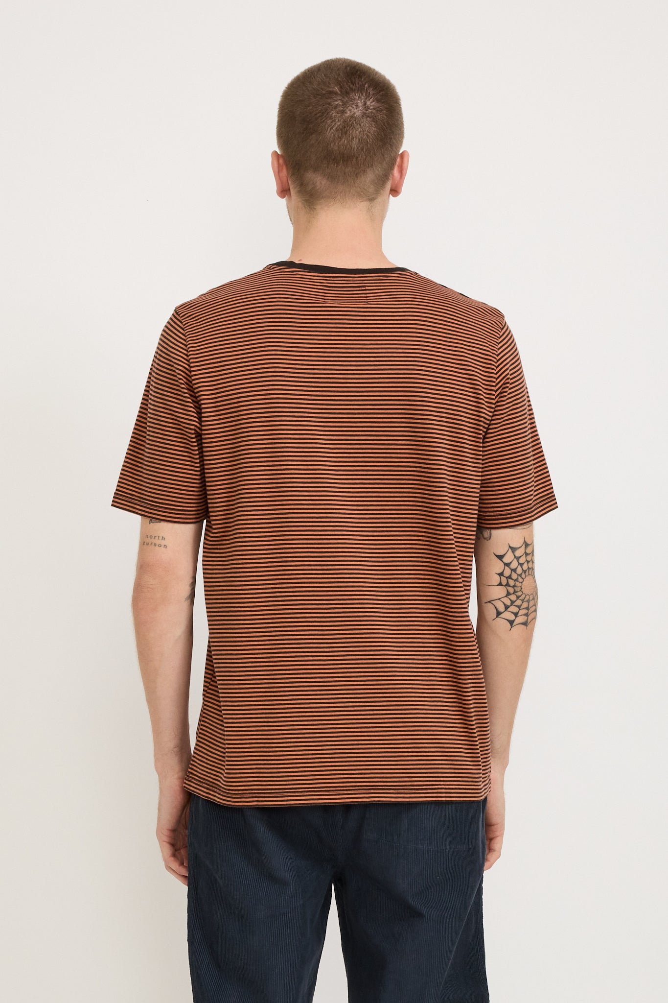 Folk | 1X1 Striped Tee Rust/Brown | Maplestore