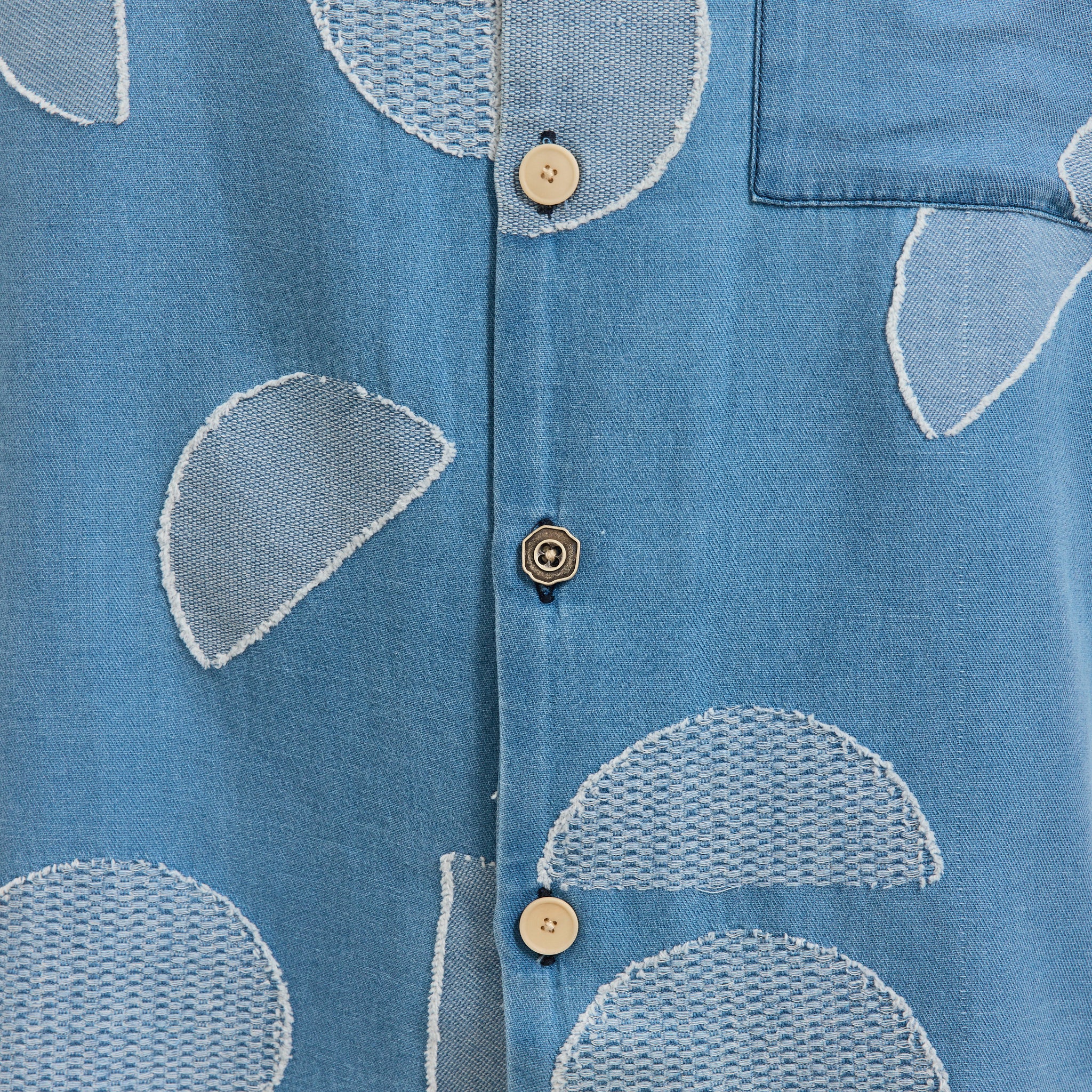 Relaxed Soft Collar Shirt Indigo Circle Jacquard