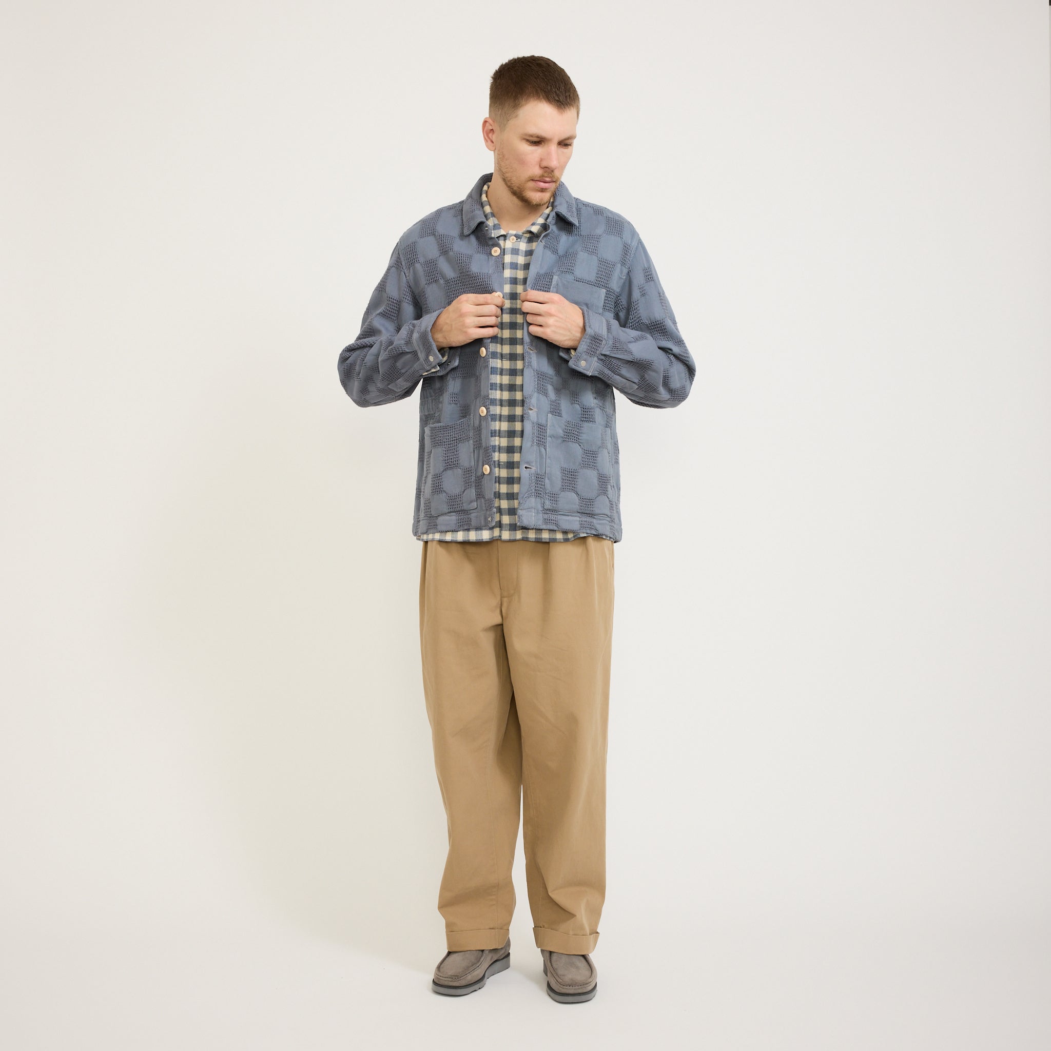 Assembly Jacket Soft Blue Waffle Check