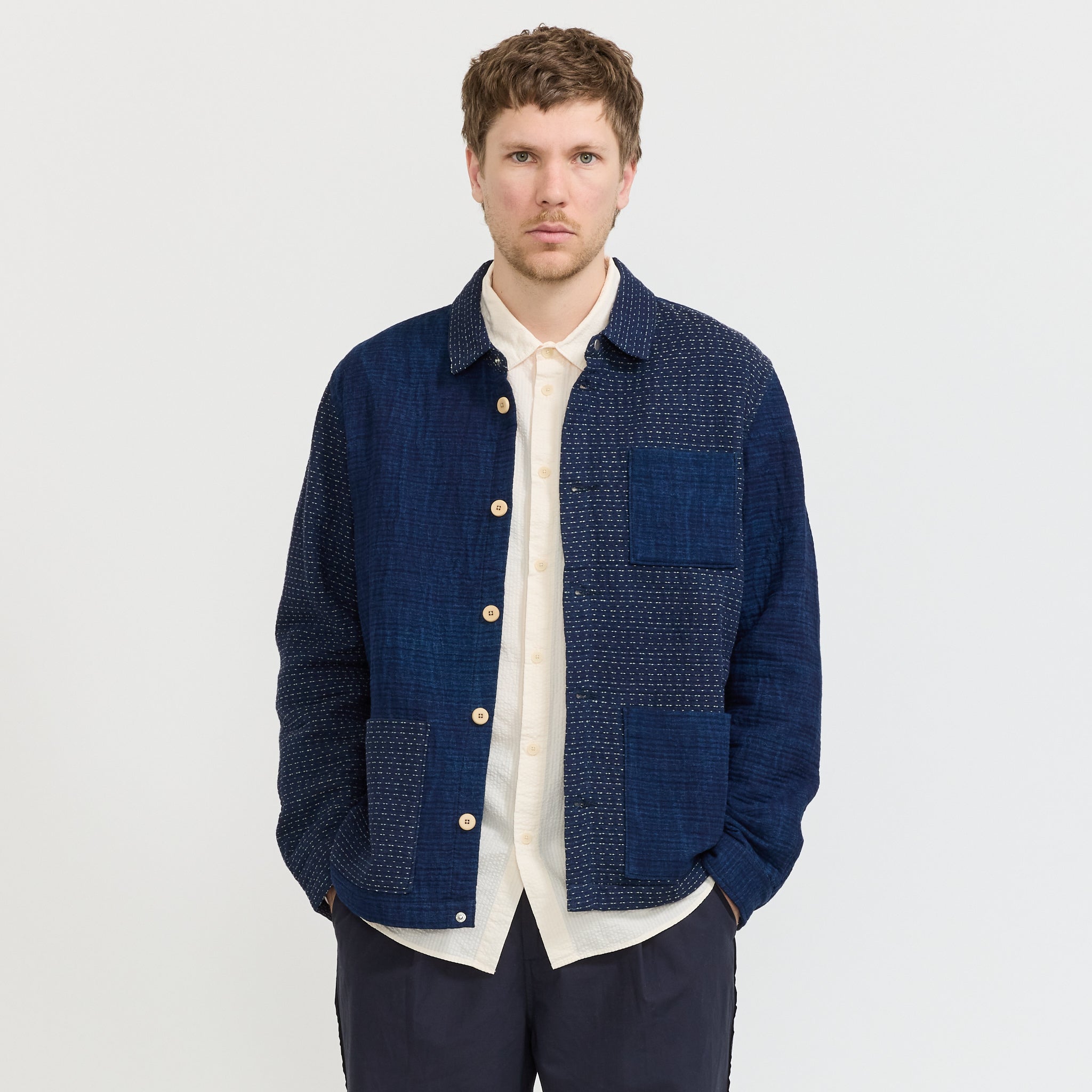 Assembly Jacket Indigo Waffle Patchwork