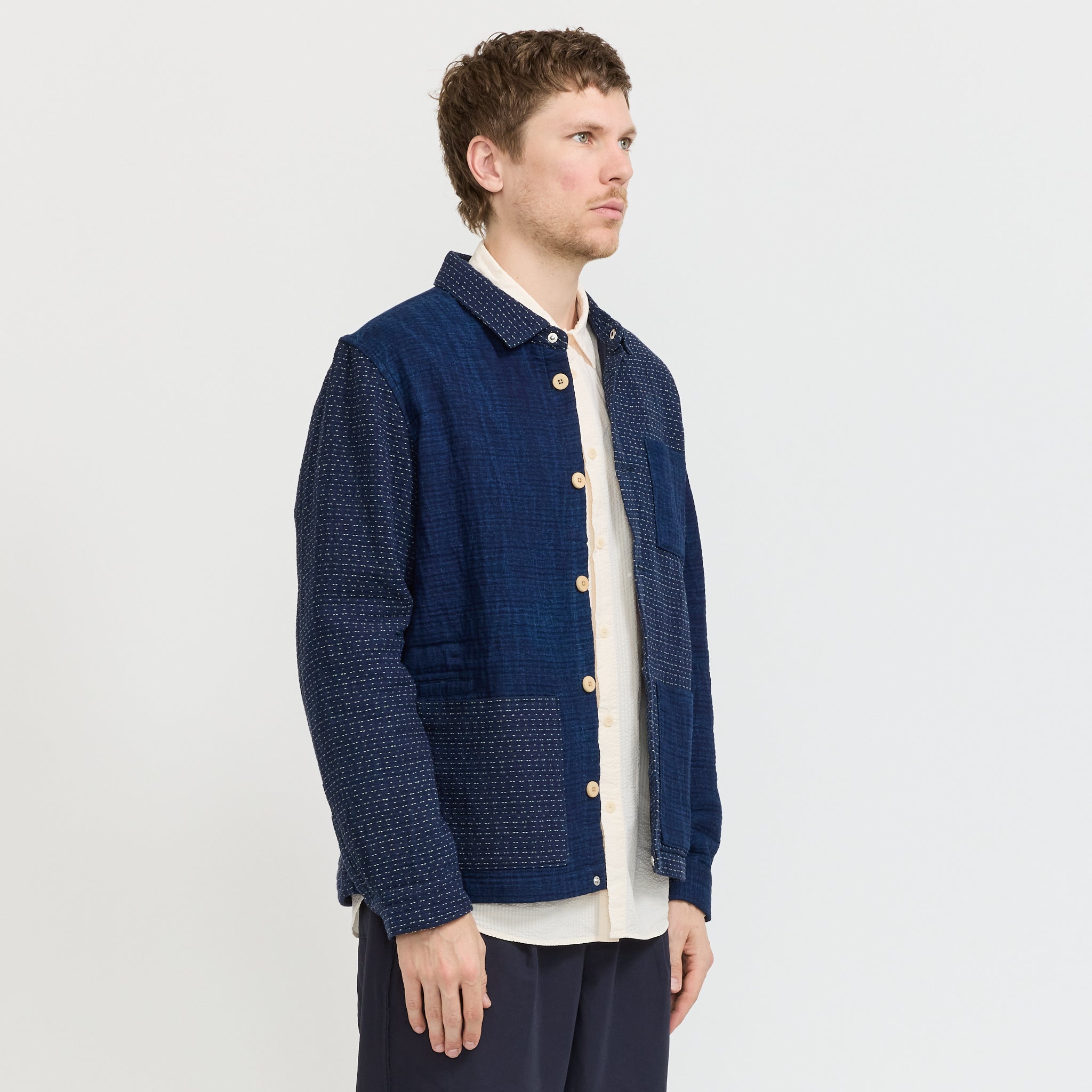 Assembly Jacket Indigo Waffle Patchwork