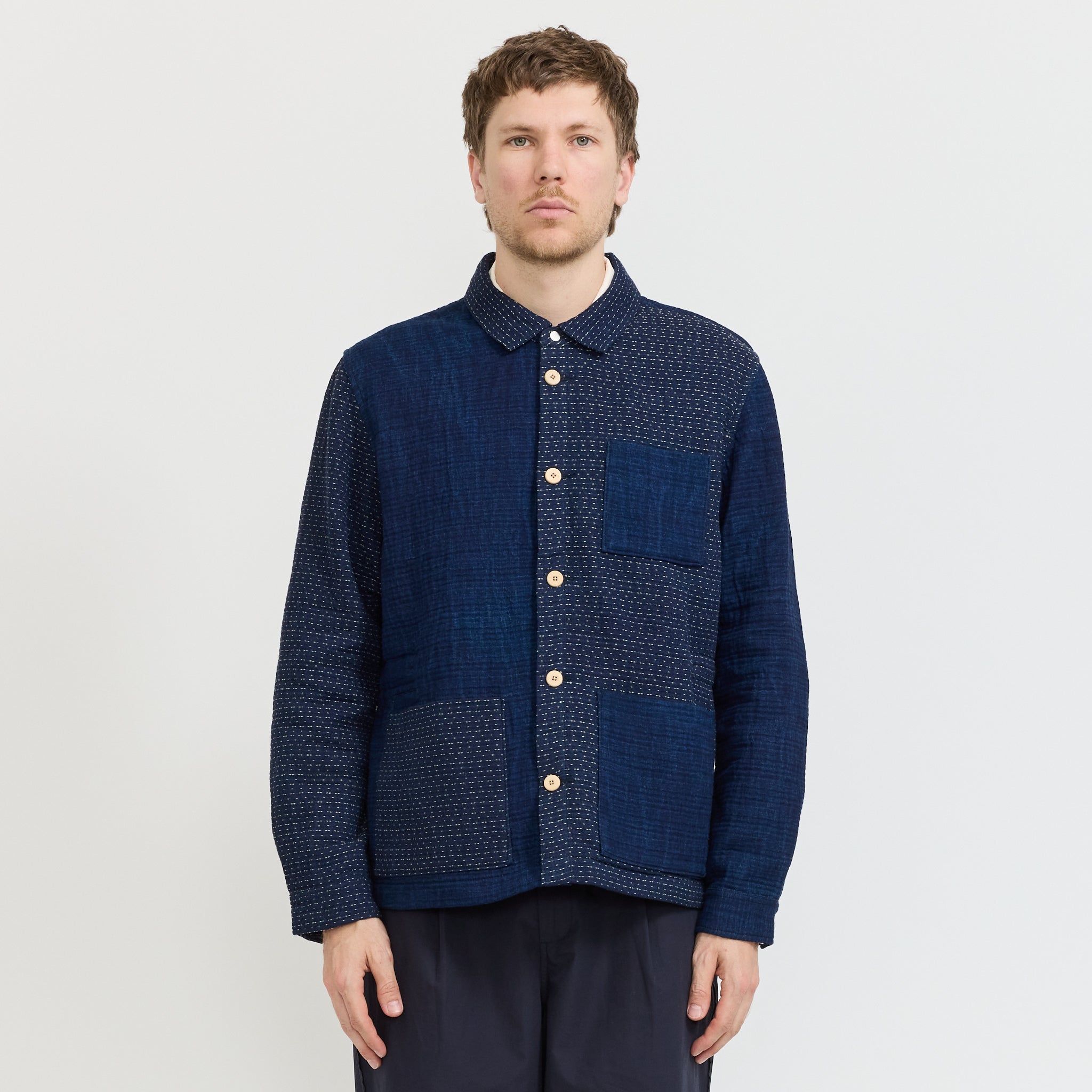 Assembly Jacket Indigo Waffle Patchwork