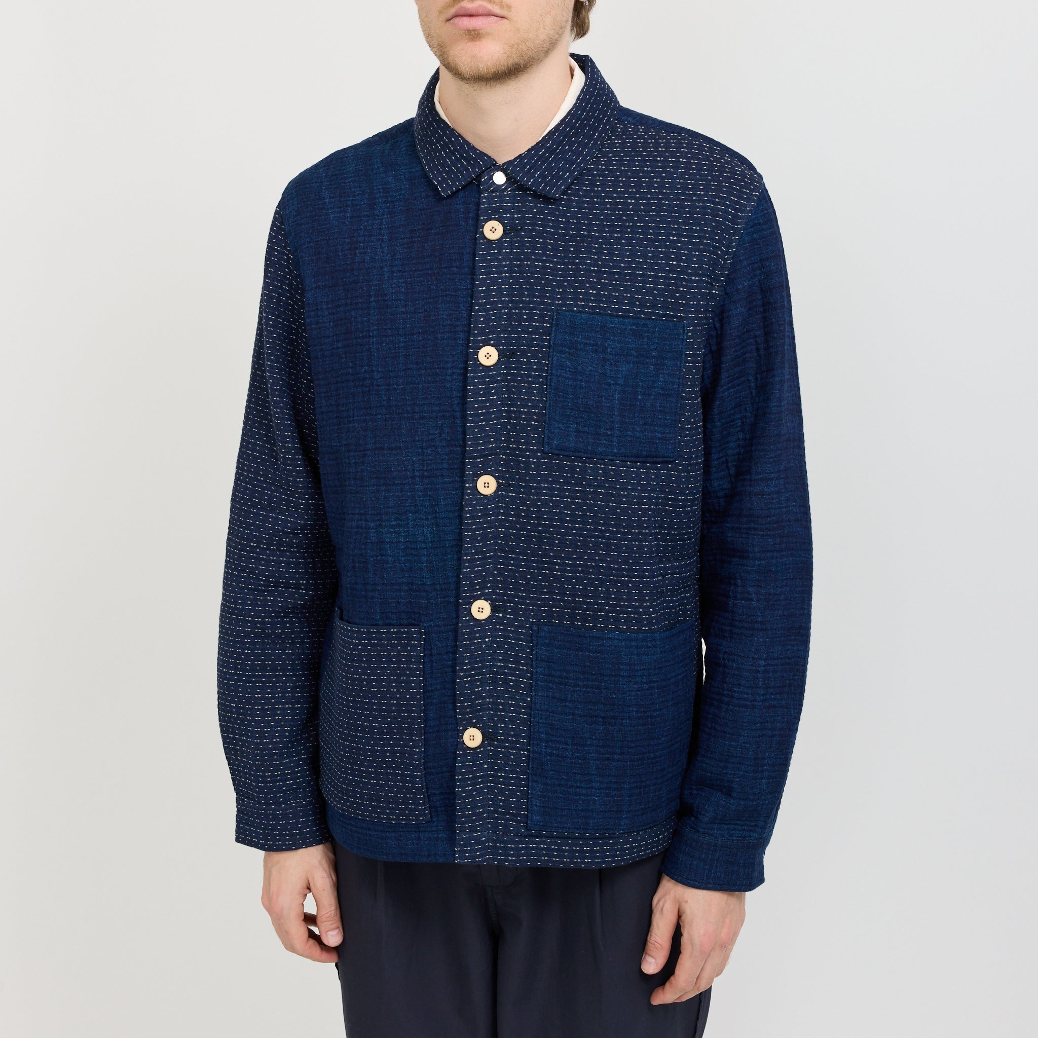 Assembly Jacket Indigo Waffle Patchwork