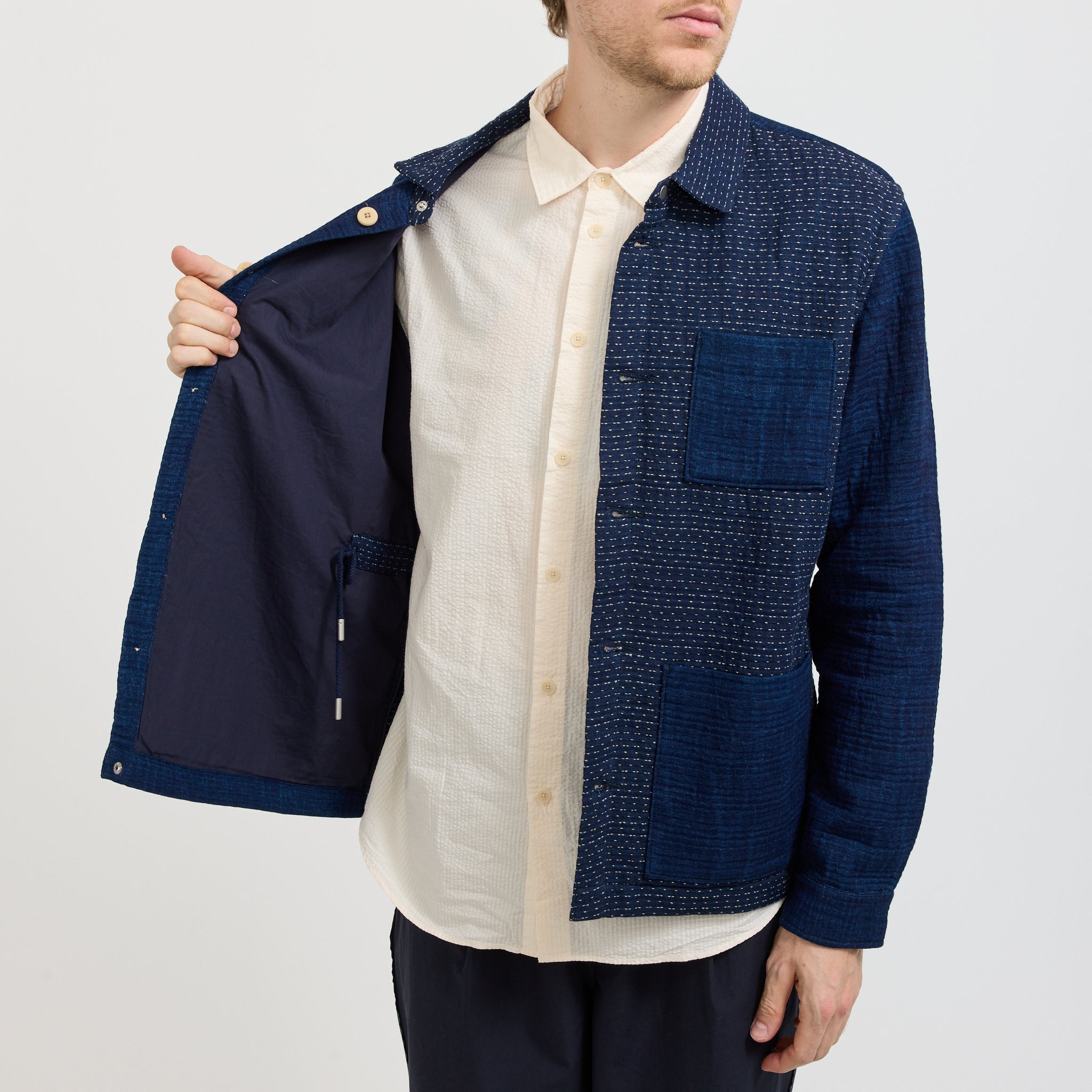 Assembly Jacket Indigo Waffle Patchwork