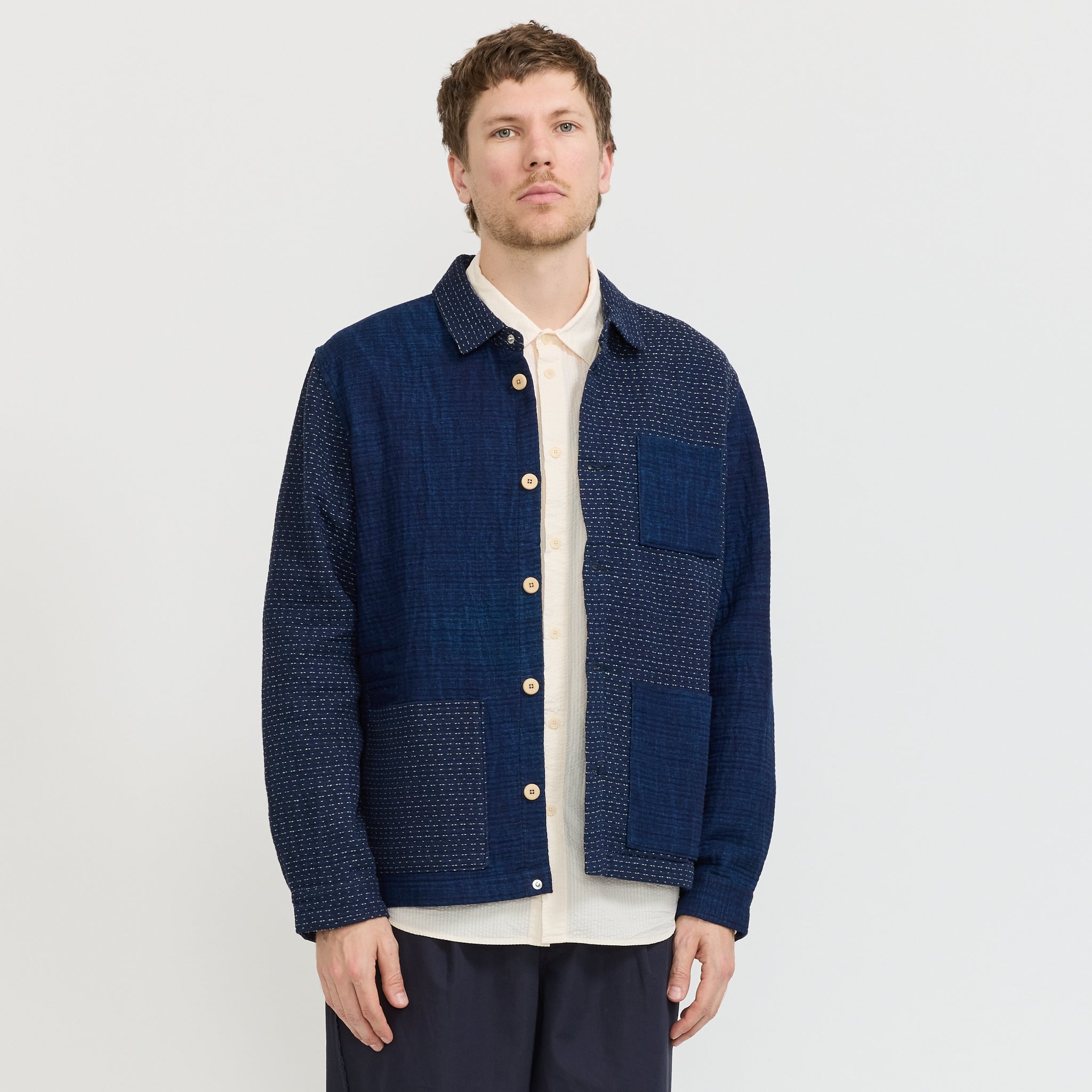 Assembly Jacket Indigo Waffle Patchwork