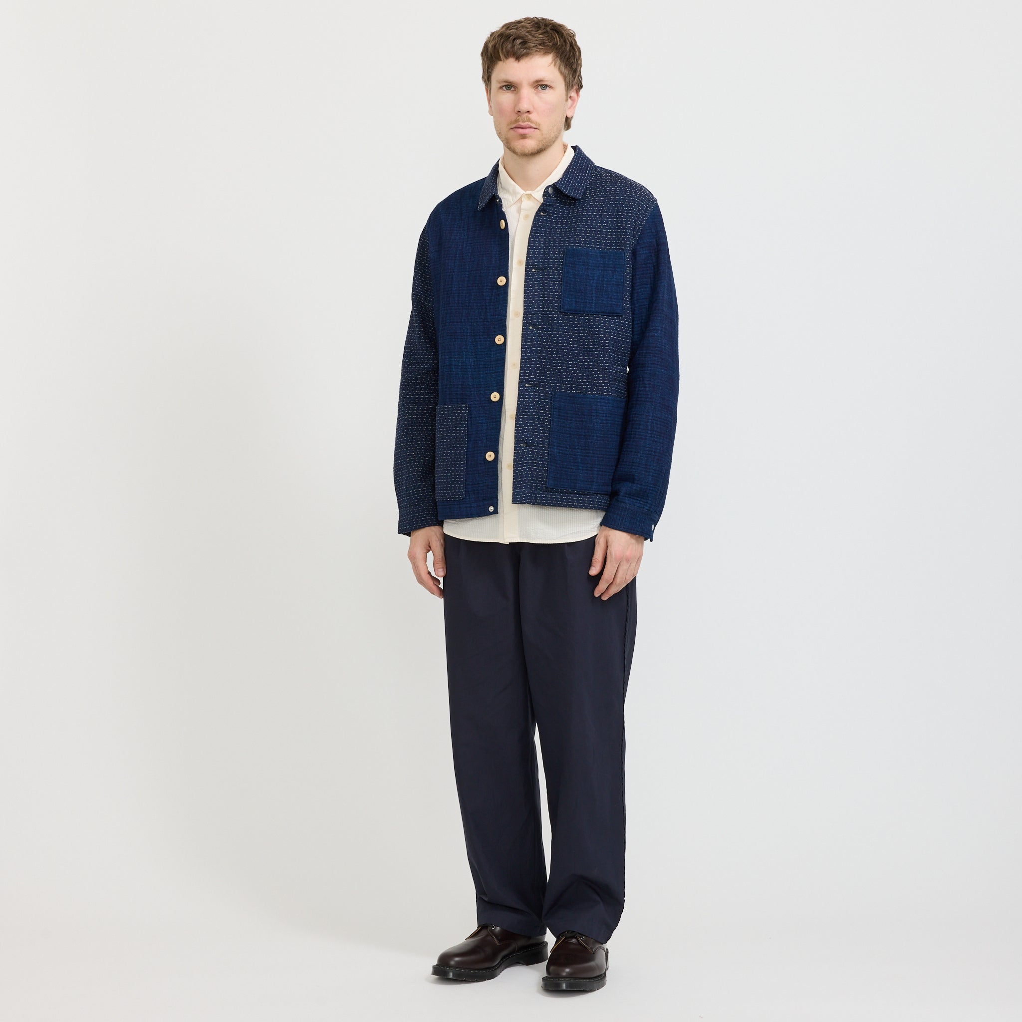 Assembly Jacket Indigo Waffle Patchwork