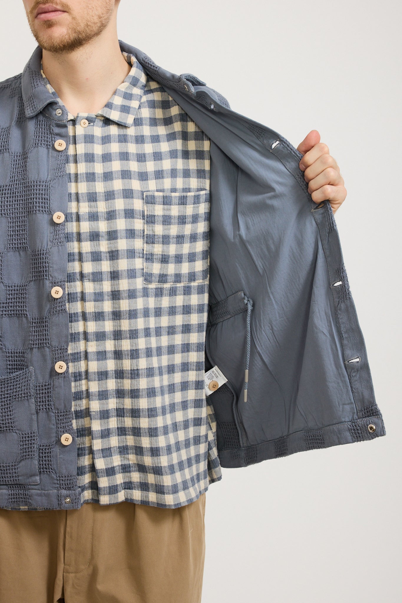 Assembly Jacket Soft Blue Waffle Check