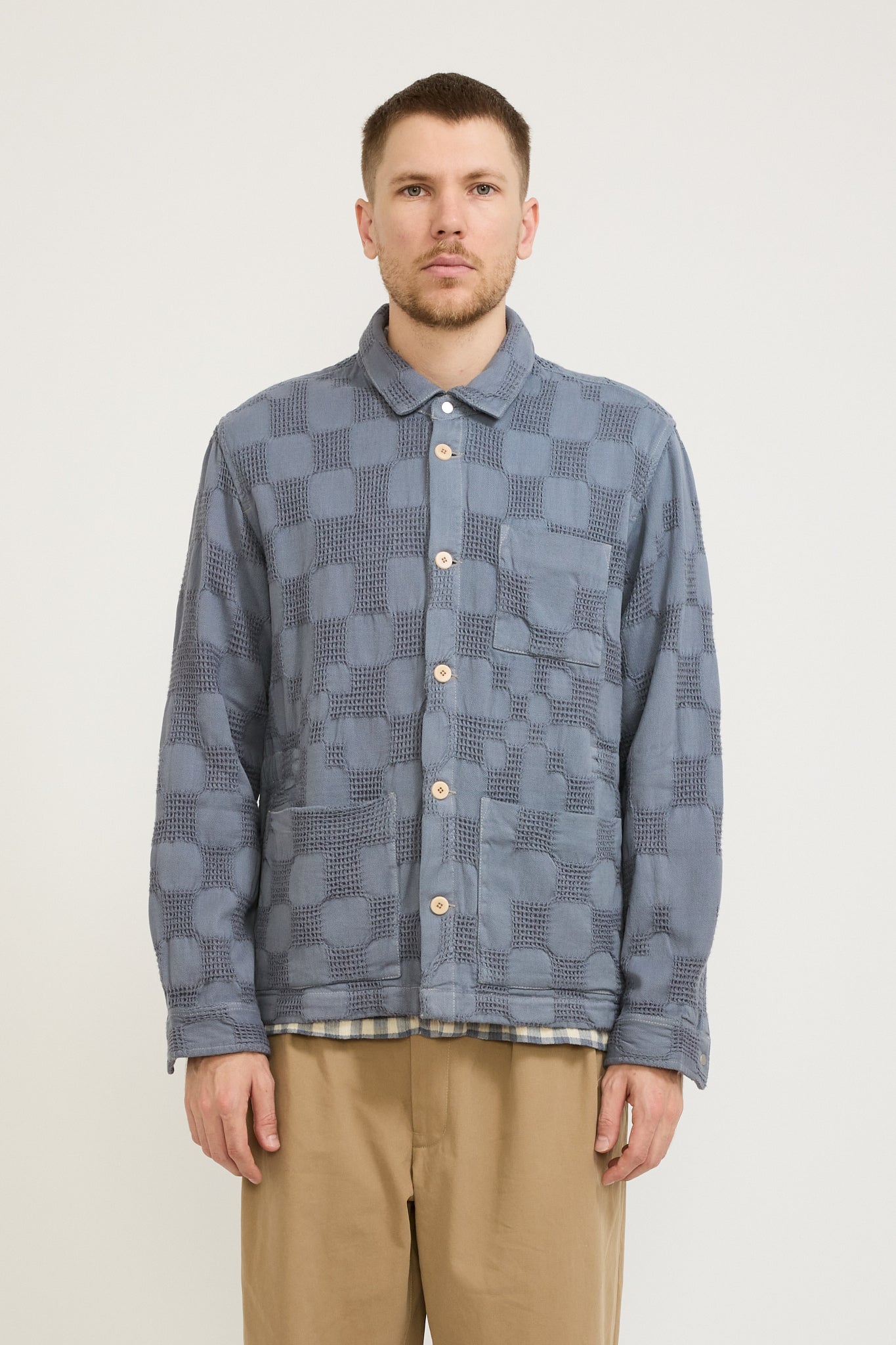 Assembly Jacket Soft Blue Waffle Check