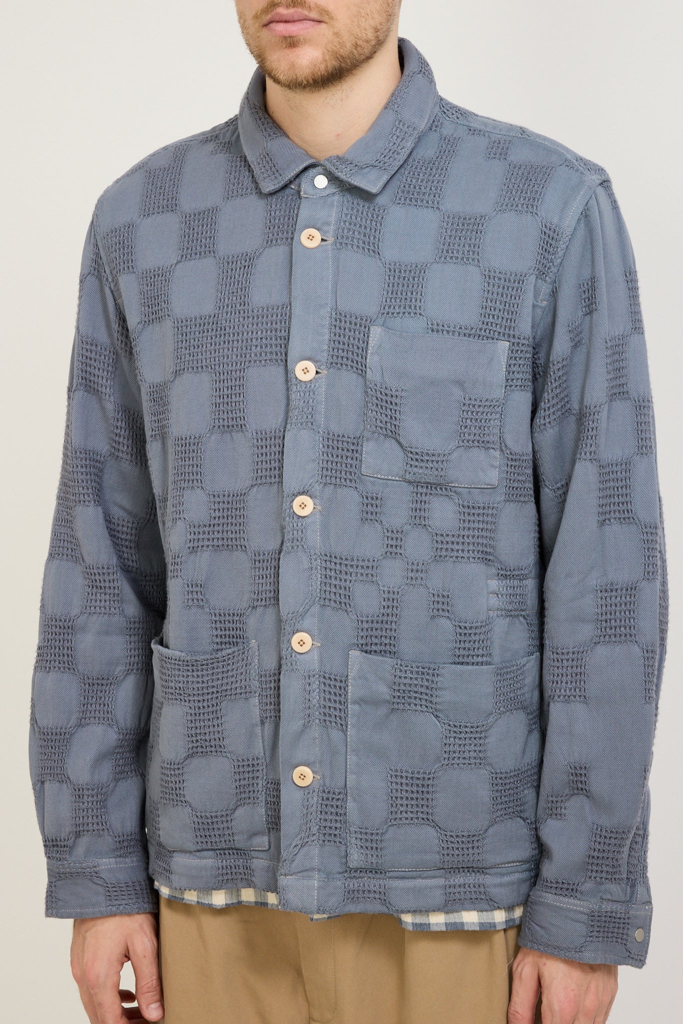 Assembly Jacket Soft Blue Waffle Check